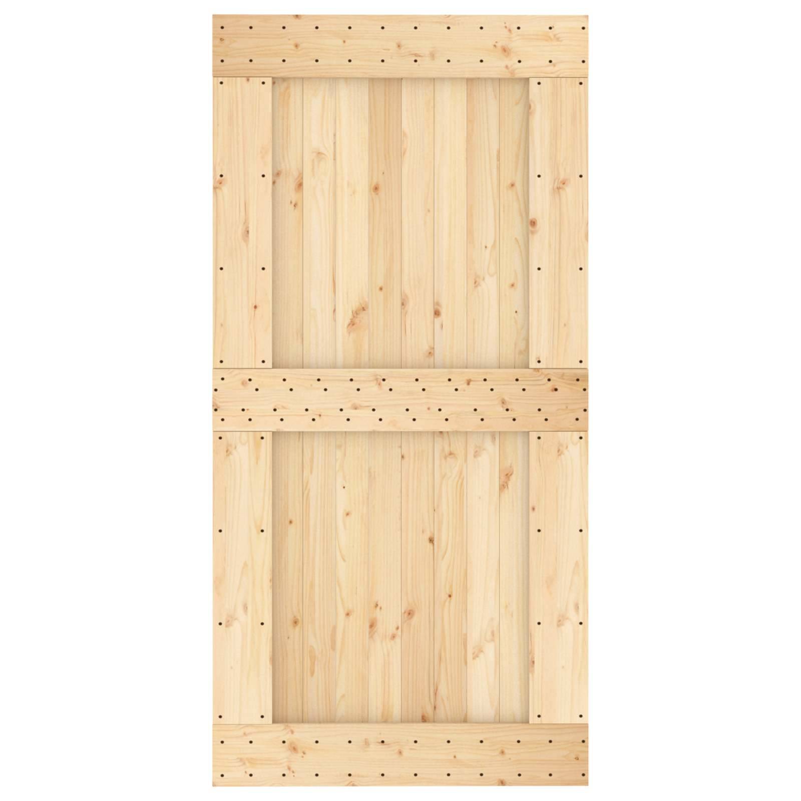 vidaXL Schiebetür Natürlich und Schwarz 100 x 210 cm Massivkiefer