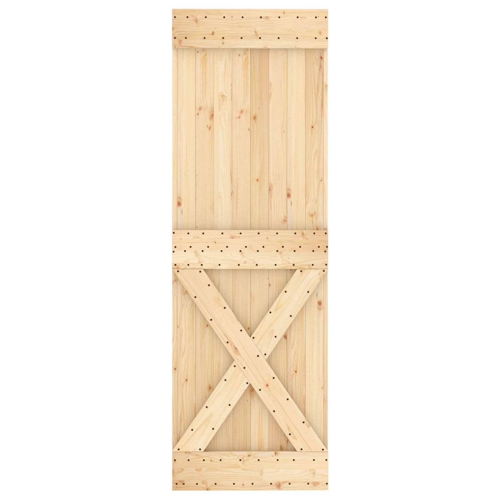 vidaXL Schiebetür Natürlich und Weiß 80 x 210 cm Massives Kiefernholz