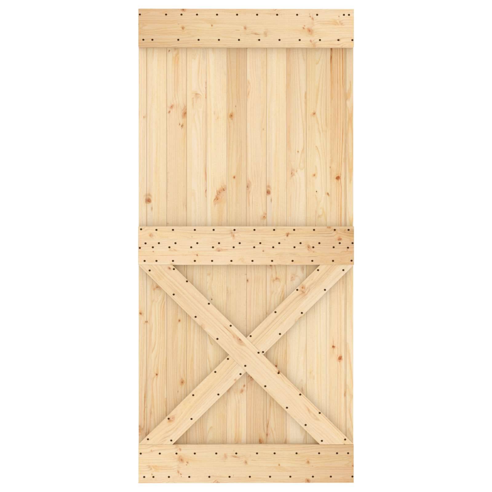 vidaXL Schiebetür Natürlich und Schwarz 95 x 210 cm Massivkiefer