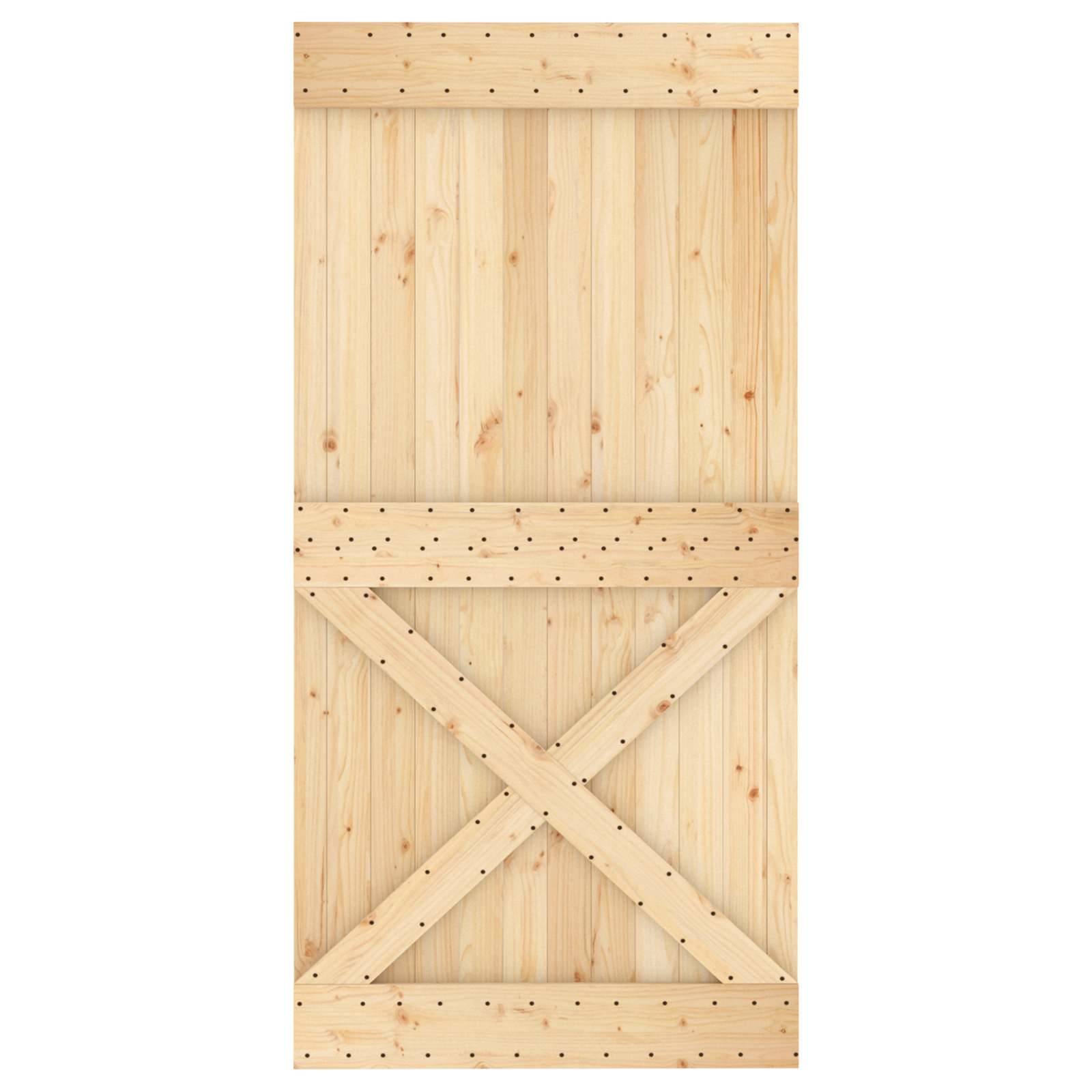 vidaXL Schiebetür Natürlich und Schwarz 100 x 210 cm Massivkiefer