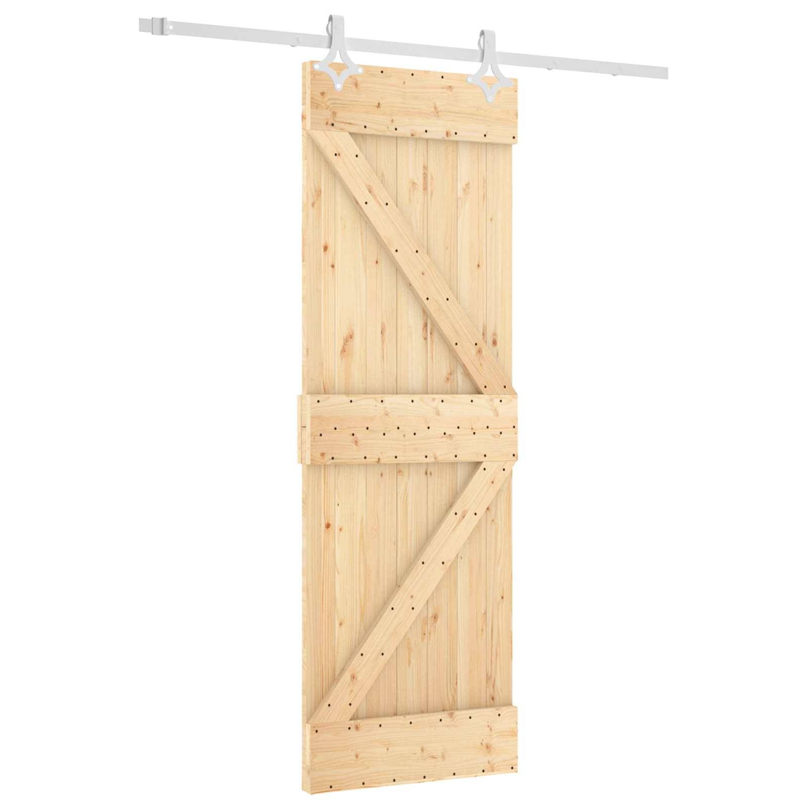 vidaXL Schiebetür Natürlich und Weiß 70 x 210 cm Massivkiefer