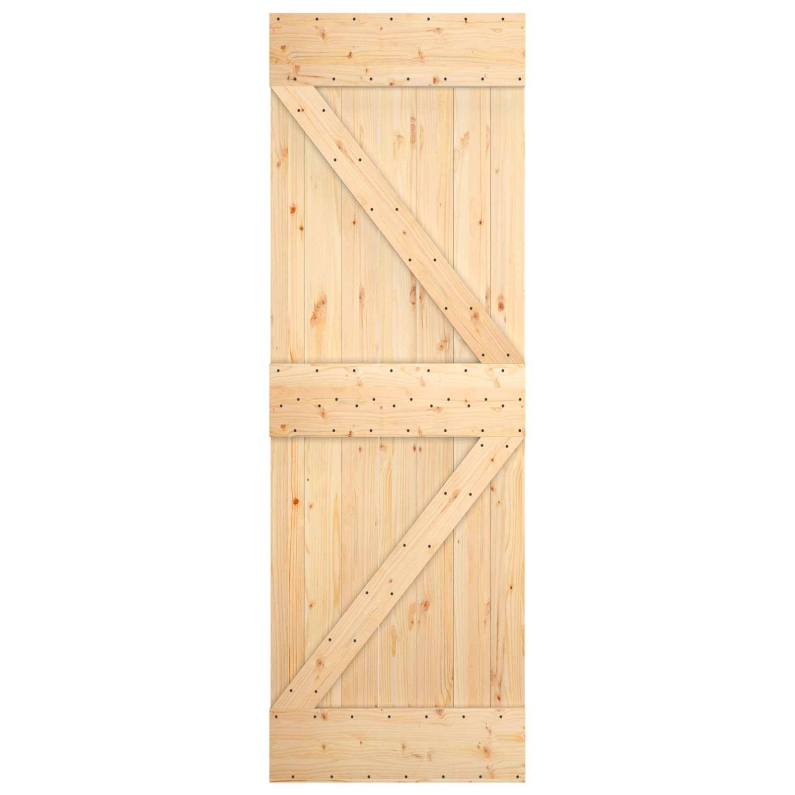 vidaXL Schiebetür Natürlich und Weiß 70 x 210 cm Massivkiefer