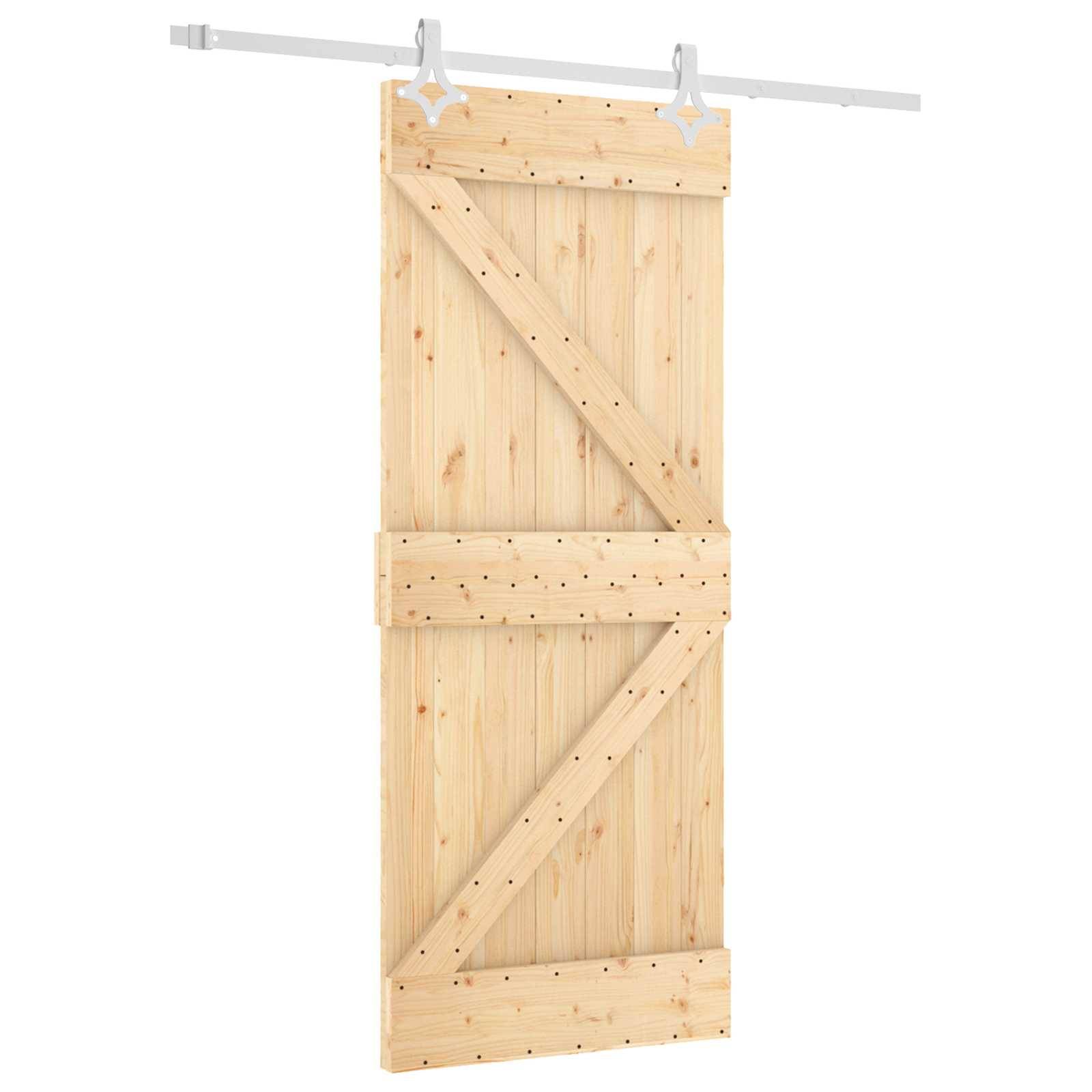 vidaXL Schiebetür Natürlich und Weiß 85 x 210 cm Massivkiefer