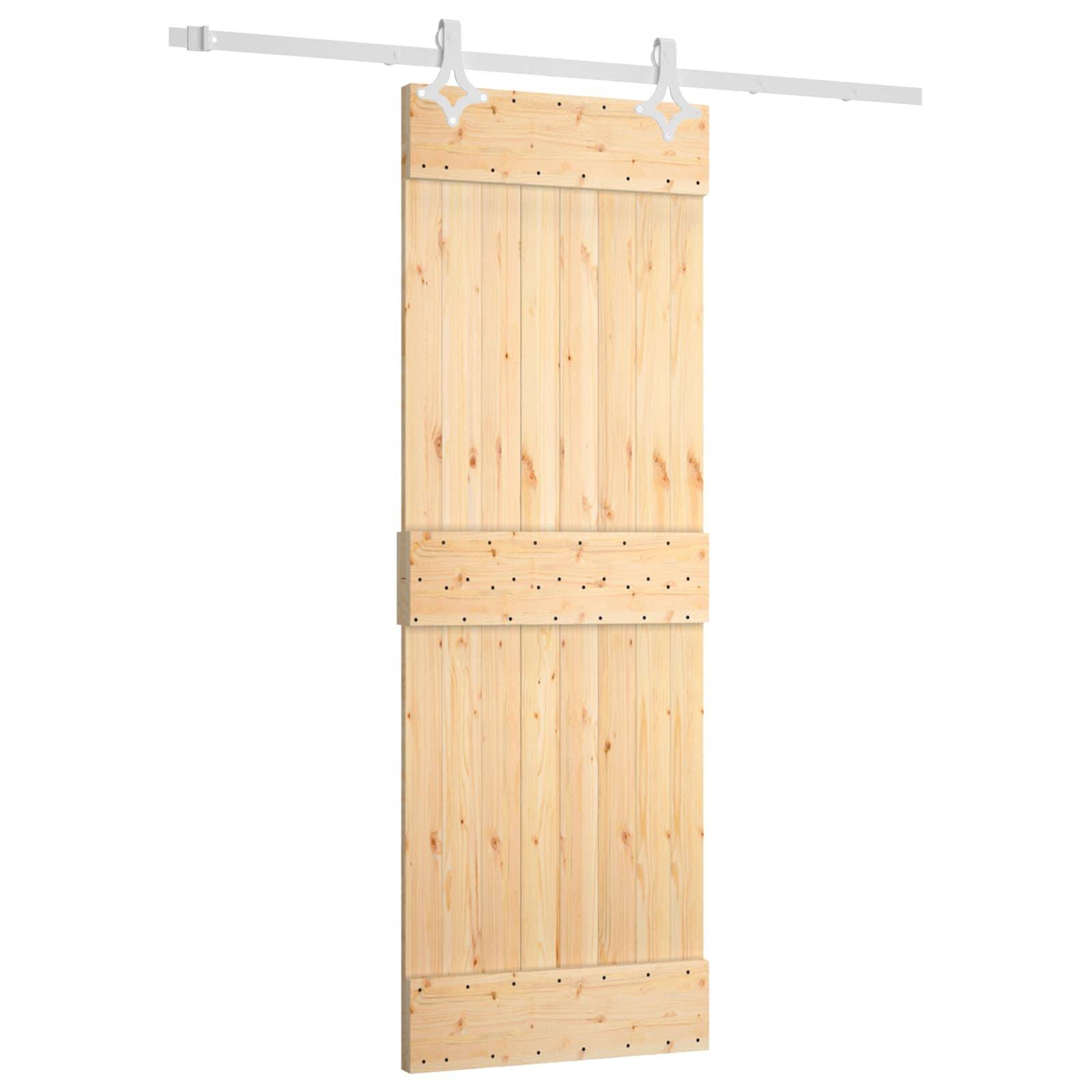 vidaXL Schiebetür Natürlich und Weiß 70 x 210 cm Massivkiefer