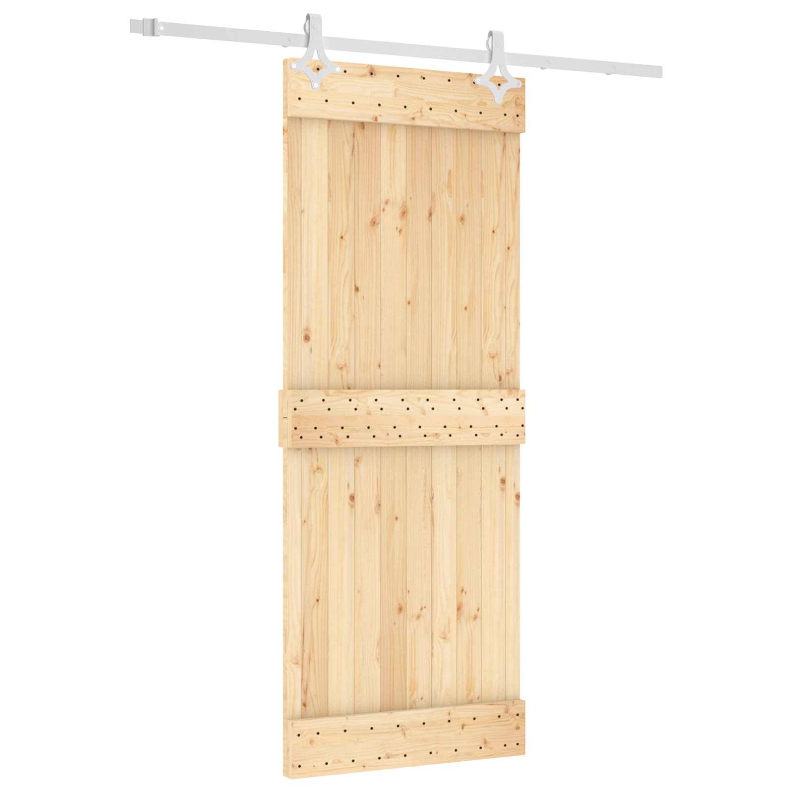 vidaXL Schiebetür Natürlich und Weiß 80 x 210 cm Massivkiefer
