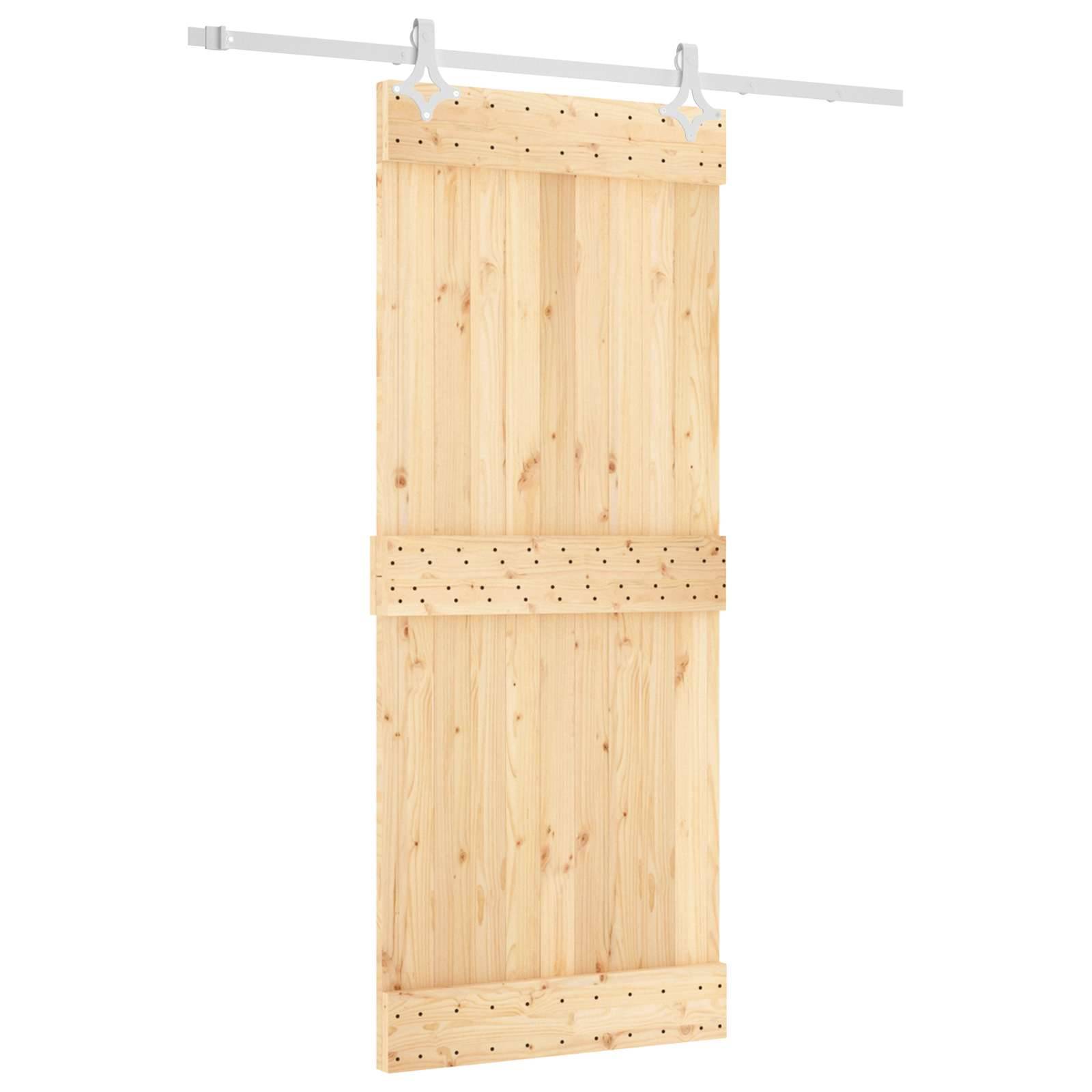 vidaXL Schiebetür Natürlich und Weiß 85 x 210 cm Massivkiefer
