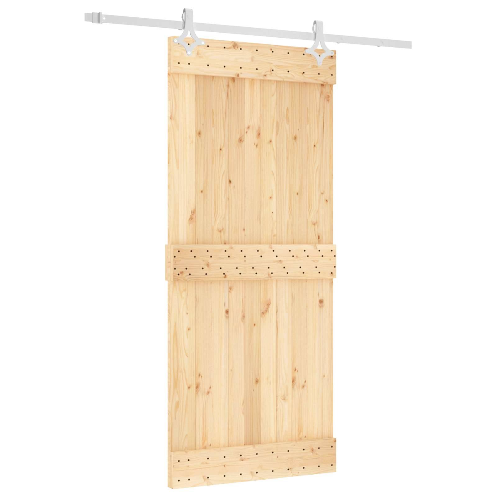 vidaXL Schiebetür Natürlich und Weiß 90 x 210 cm Massivkiefer