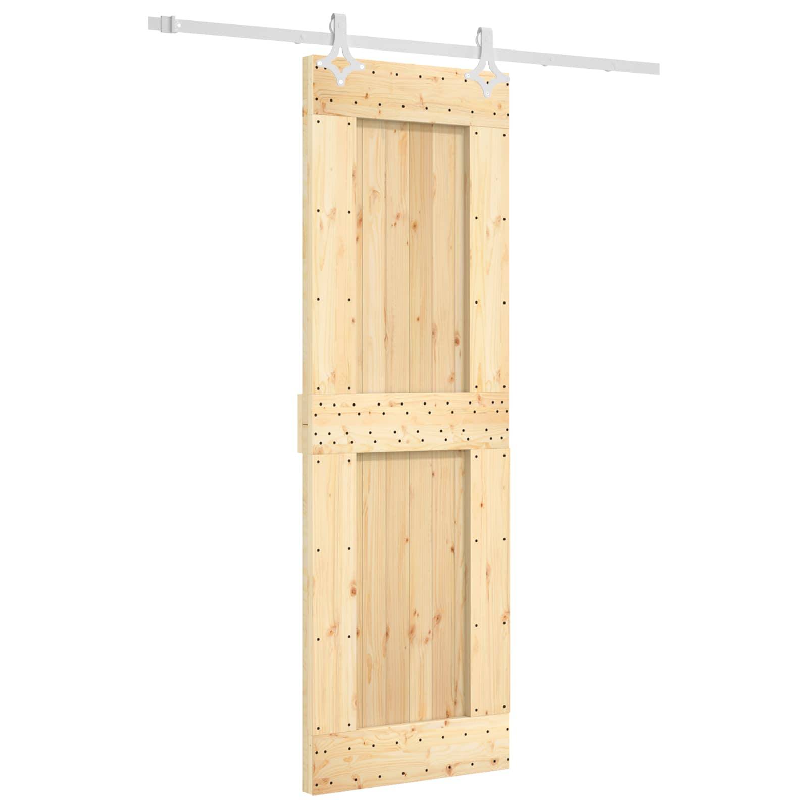 vidaXL Schiebetür Natürlich und Weiß 70 x 210 cm Massivkiefer
