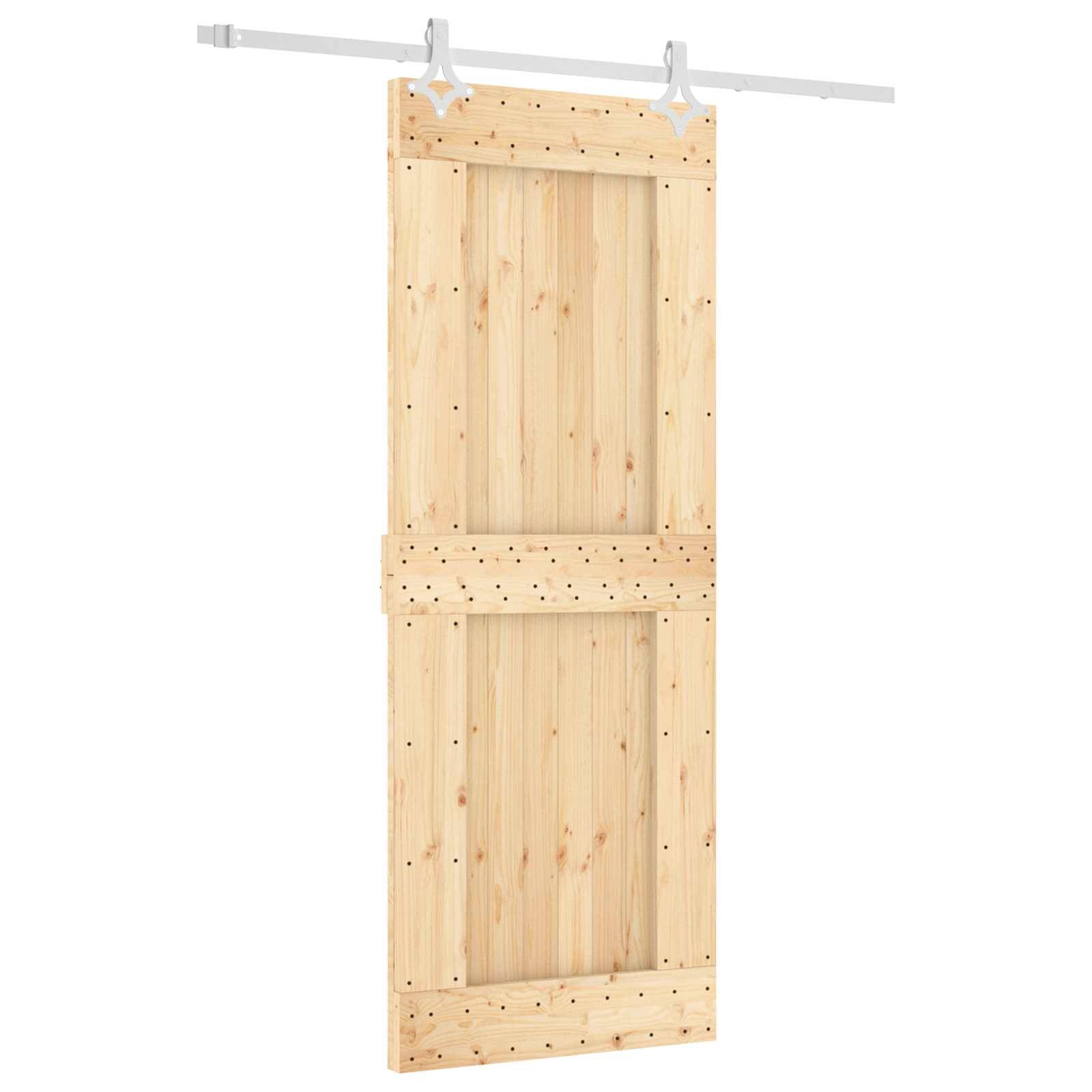 vidaXL Schiebetür Natürlich und Weiß 80 x 210 cm Massivkiefer