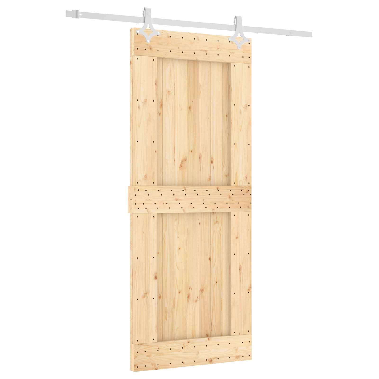 vidaXL Schiebetür Natürlich und Weiß 85 x 210 cm Massivkiefer