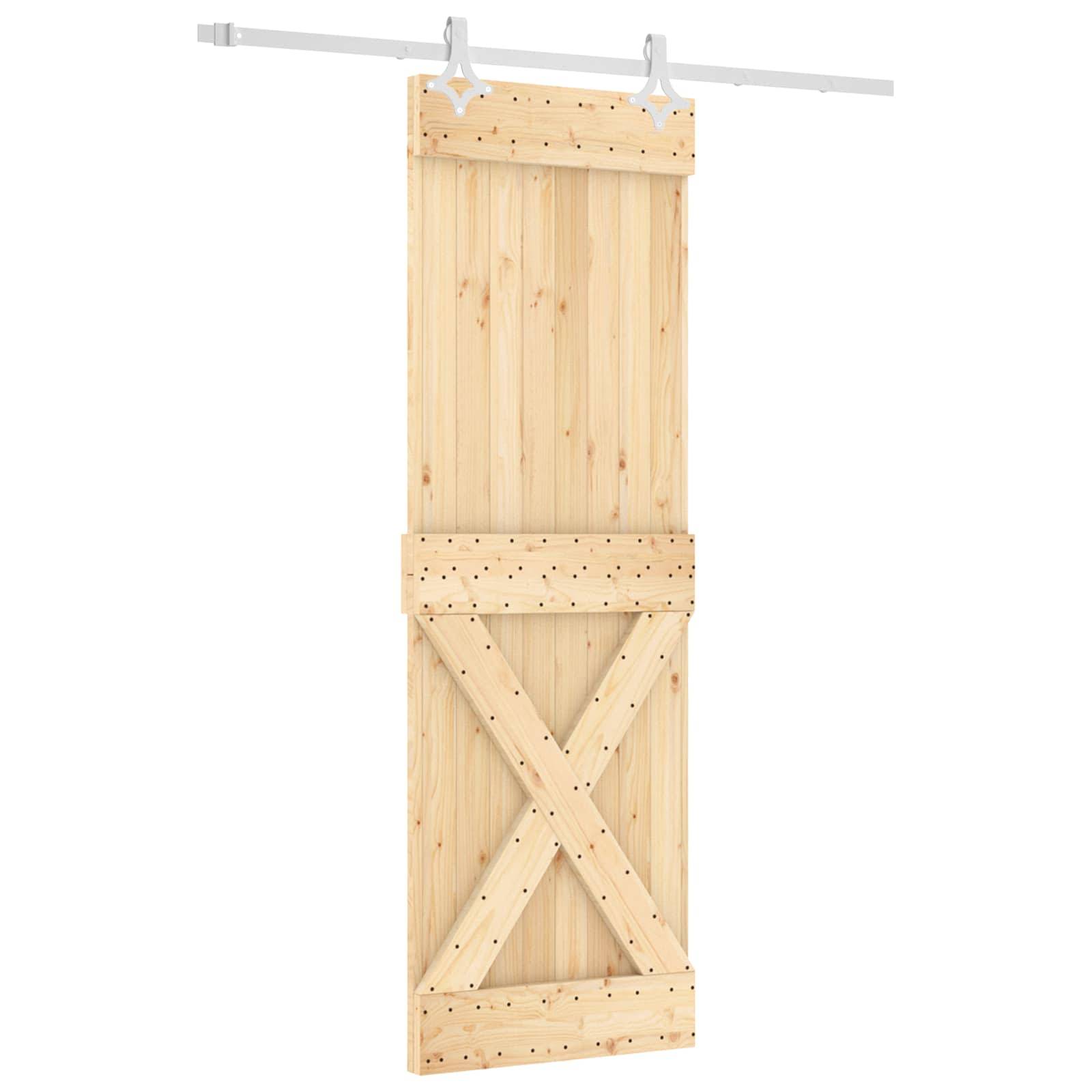 vidaXL Schiebetür Natürlich und Weiß 70 x 210 cm Massivkiefer