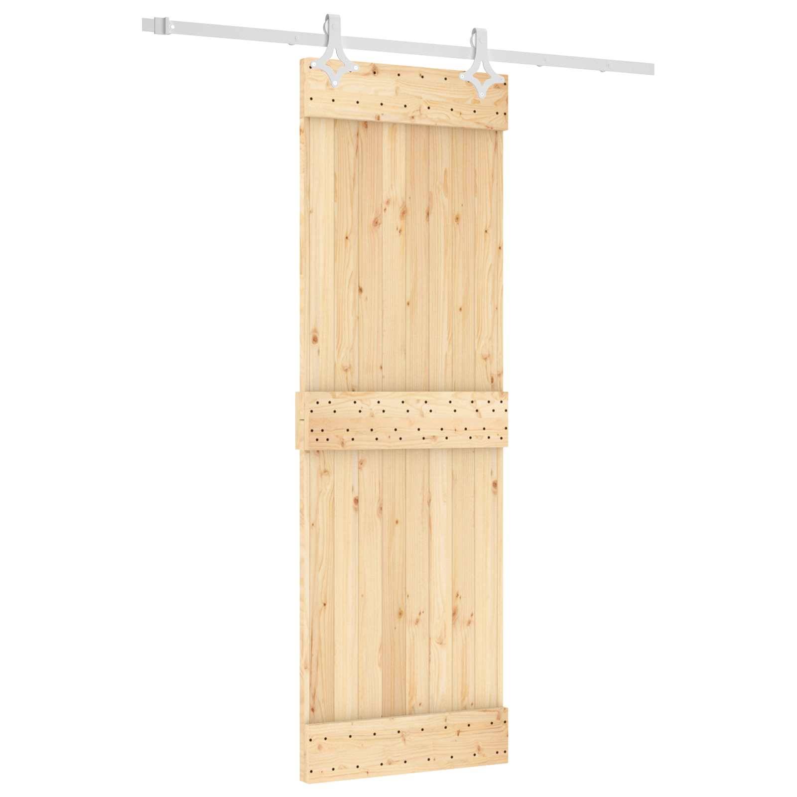 vidaXL Schiebetür Natürlich und Weiß 70 x 210 cm Massivkiefer