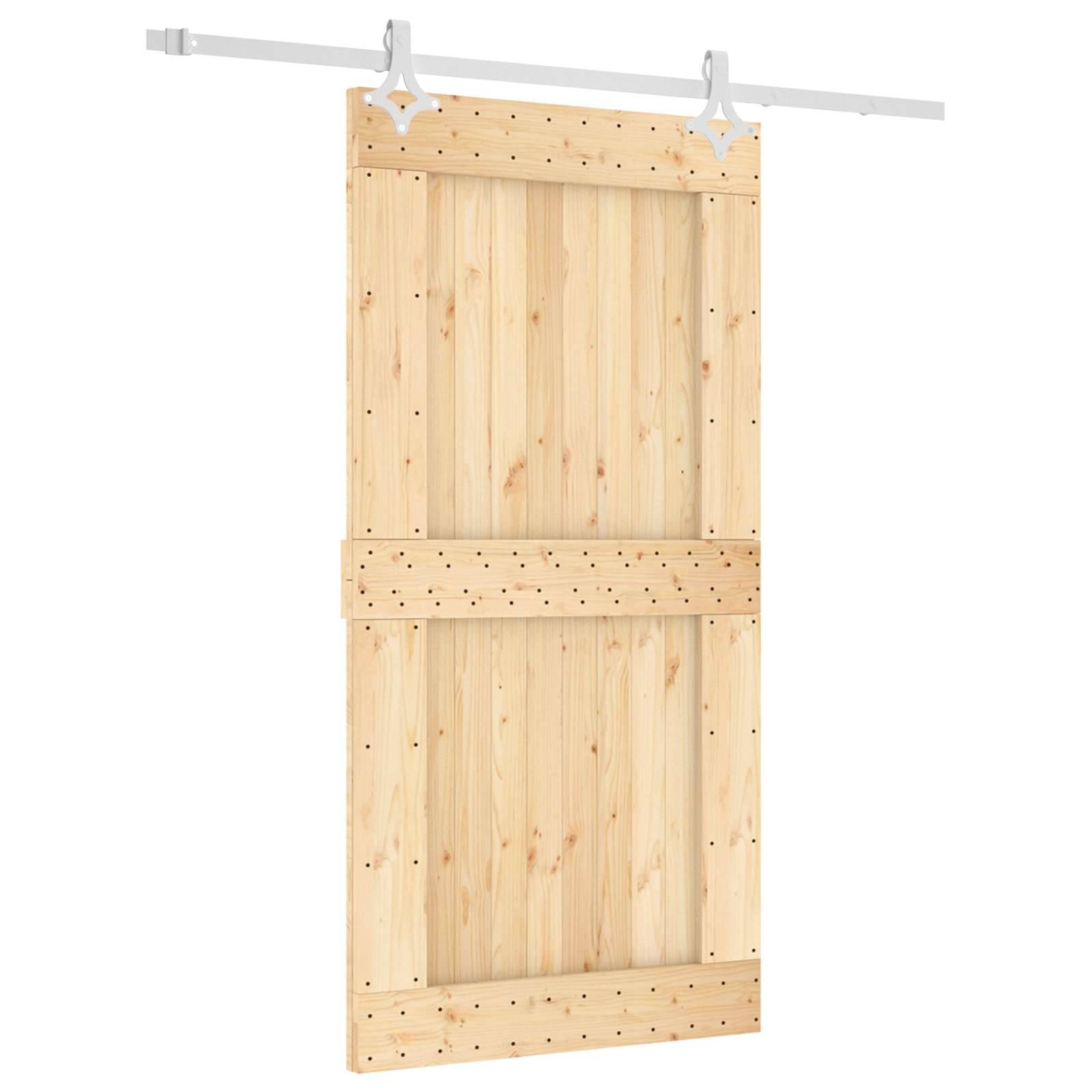 vidaXL Schiebetür Natürlich und Weiß 100 x 210 cm Massivkiefer