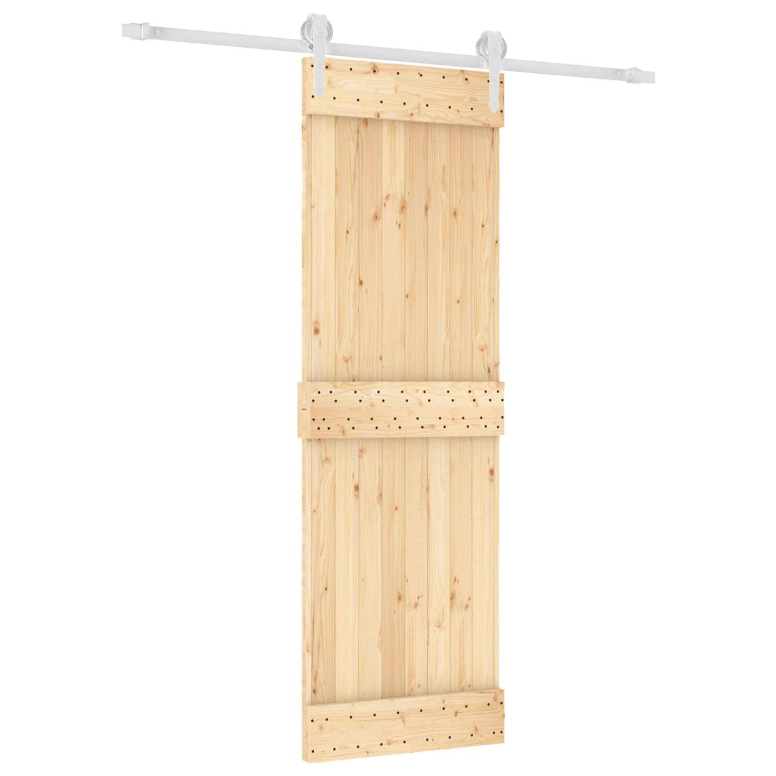 vidaXL Schiebetür Natürlich und Weiß 70 x 210 cm Massivkiefer