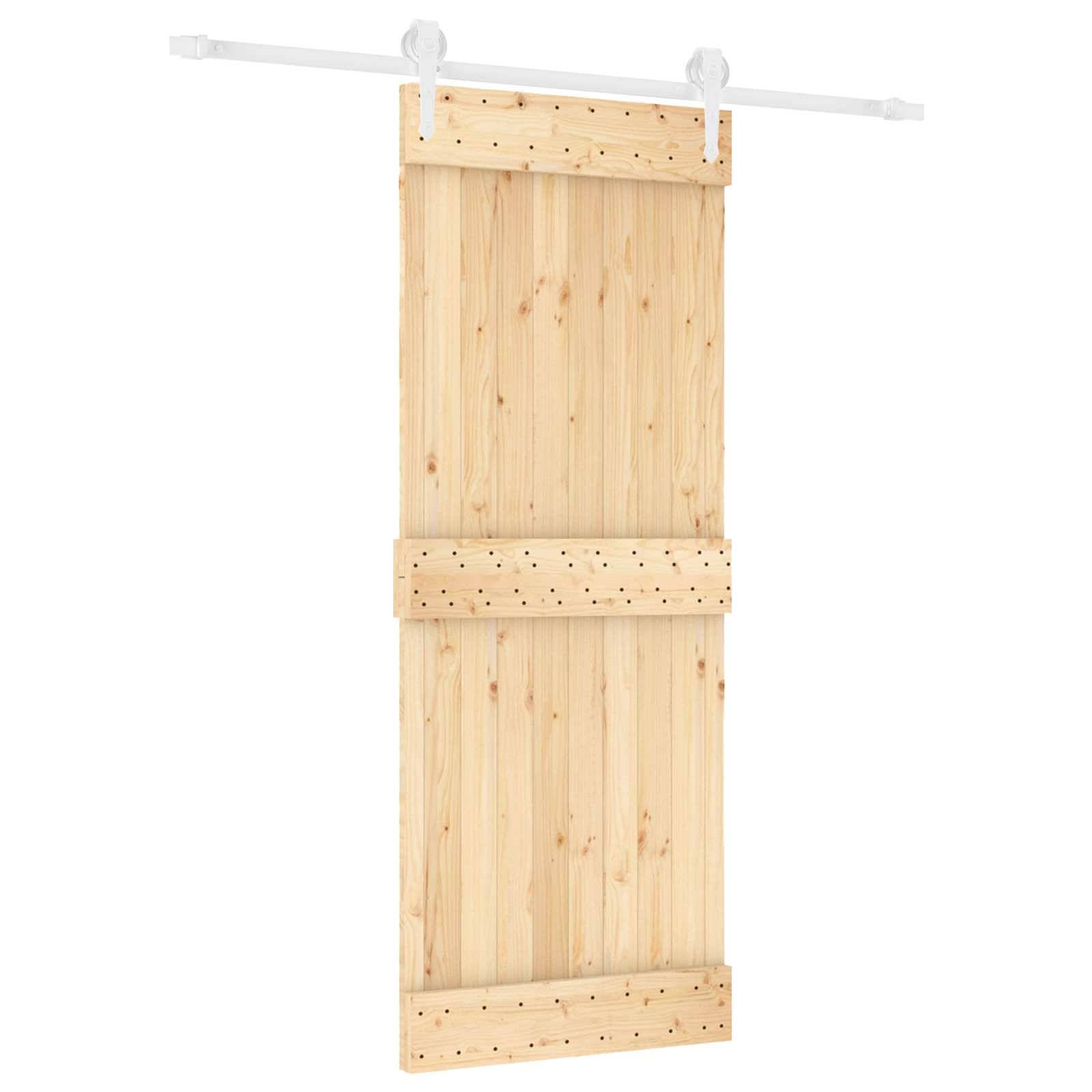 vidaXL Schiebetür Natürlich und Weiß 80 x 210 cm Massivkiefer