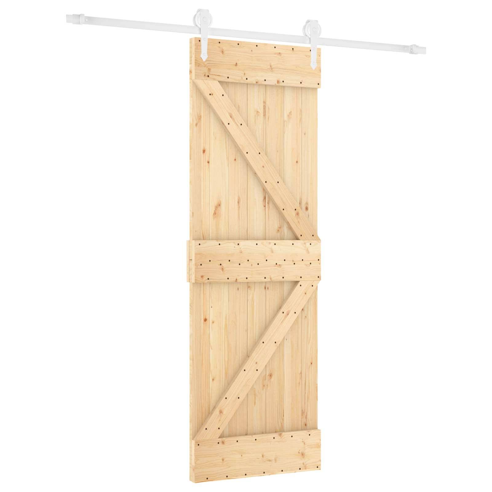 vidaXL Schiebetür Natürlich und Weiß 70 x 210 cm Massivkiefer