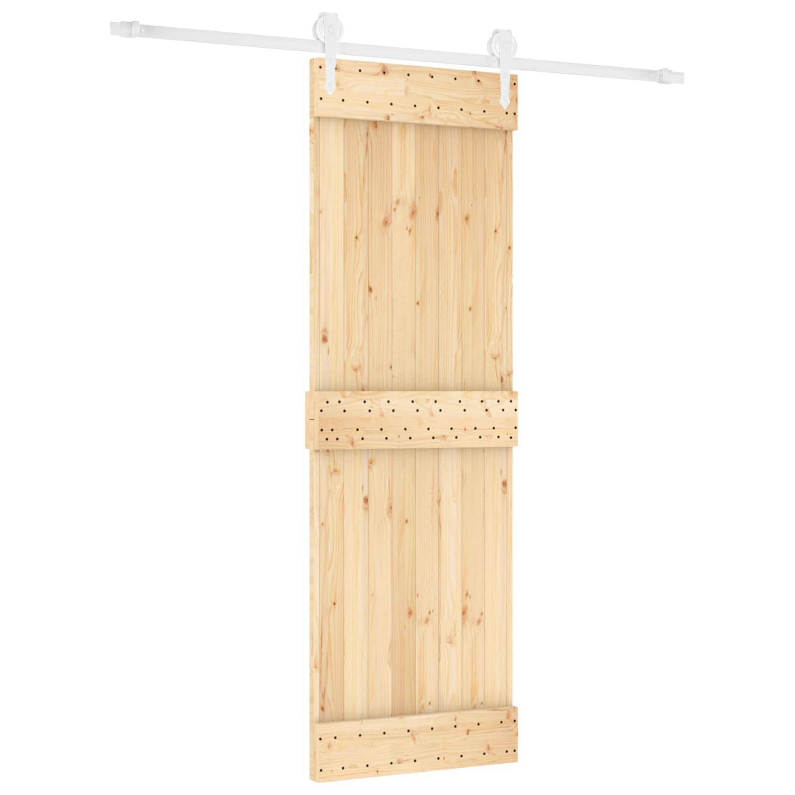 vidaXL Schiebetür Natürlich und Weiß 70 x 210 cm Massivkiefer