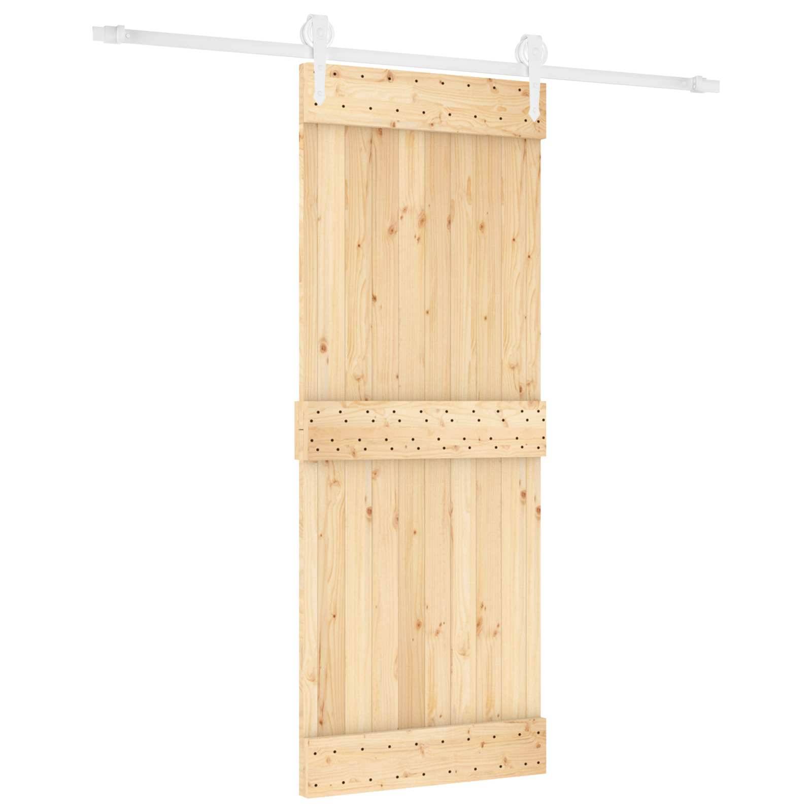 vidaXL Schiebetür Natürlich und Weiß 80 x 210 cm Massivkiefer