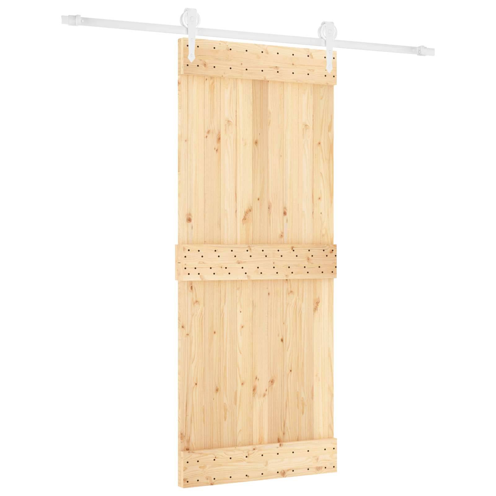 vidaXL Schiebetür Natürlich und Weiß 85 x 210 cm Massivkiefer