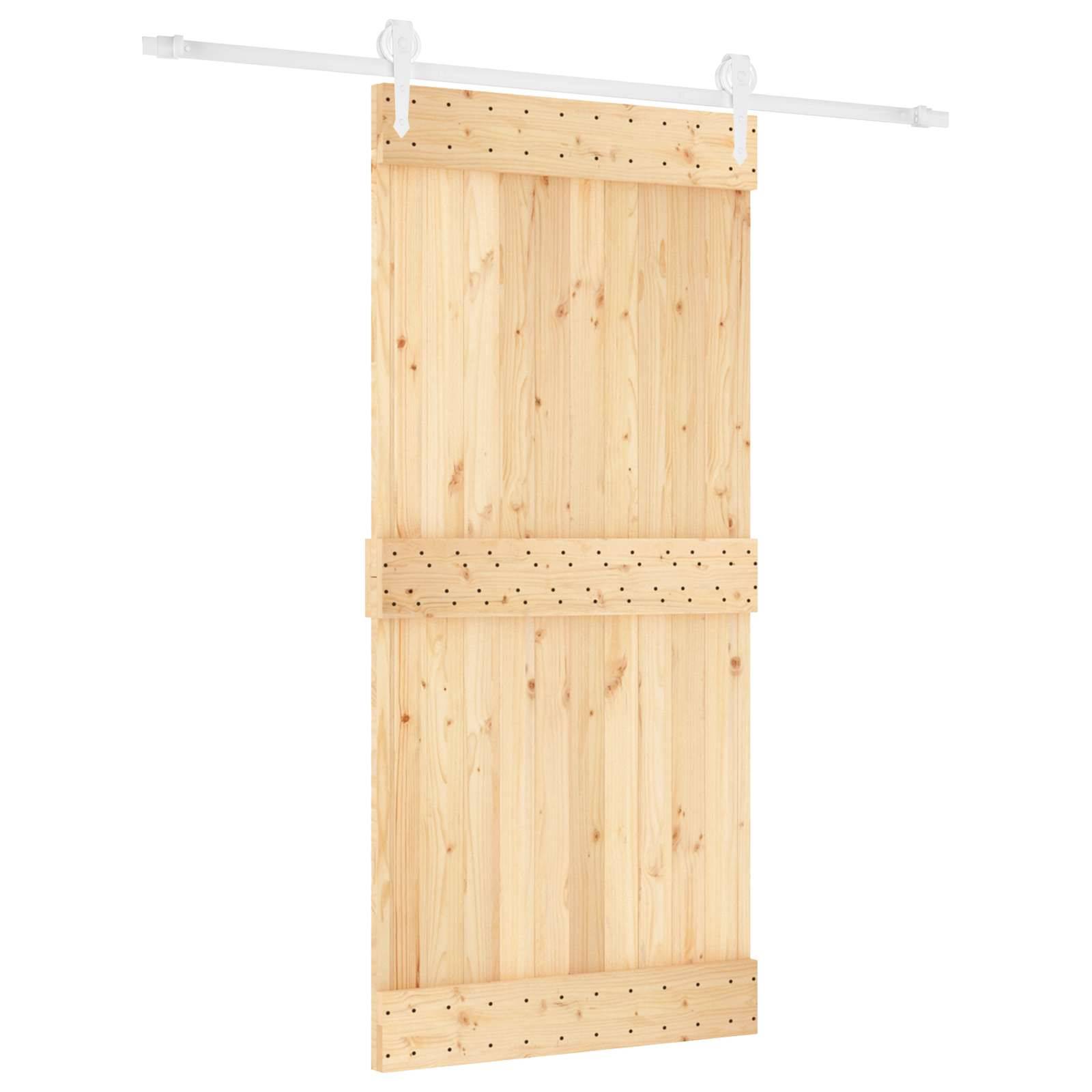 vidaXL Schiebetür Natürlich und Weiß 95 x 210 cm Massivkiefer