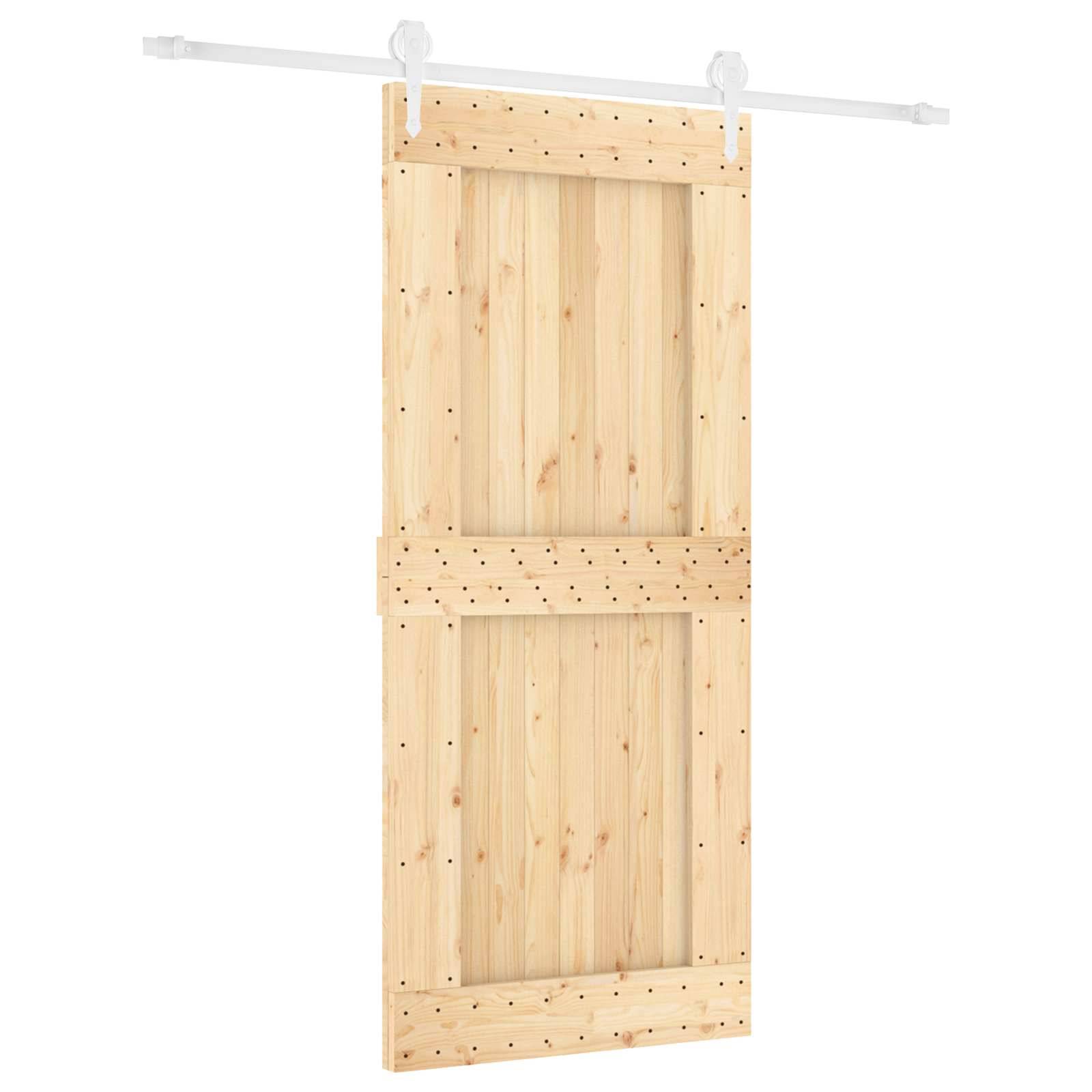 vidaXL Schiebetür Natürlich und Weiß 90 x 210 cm Massivkiefer