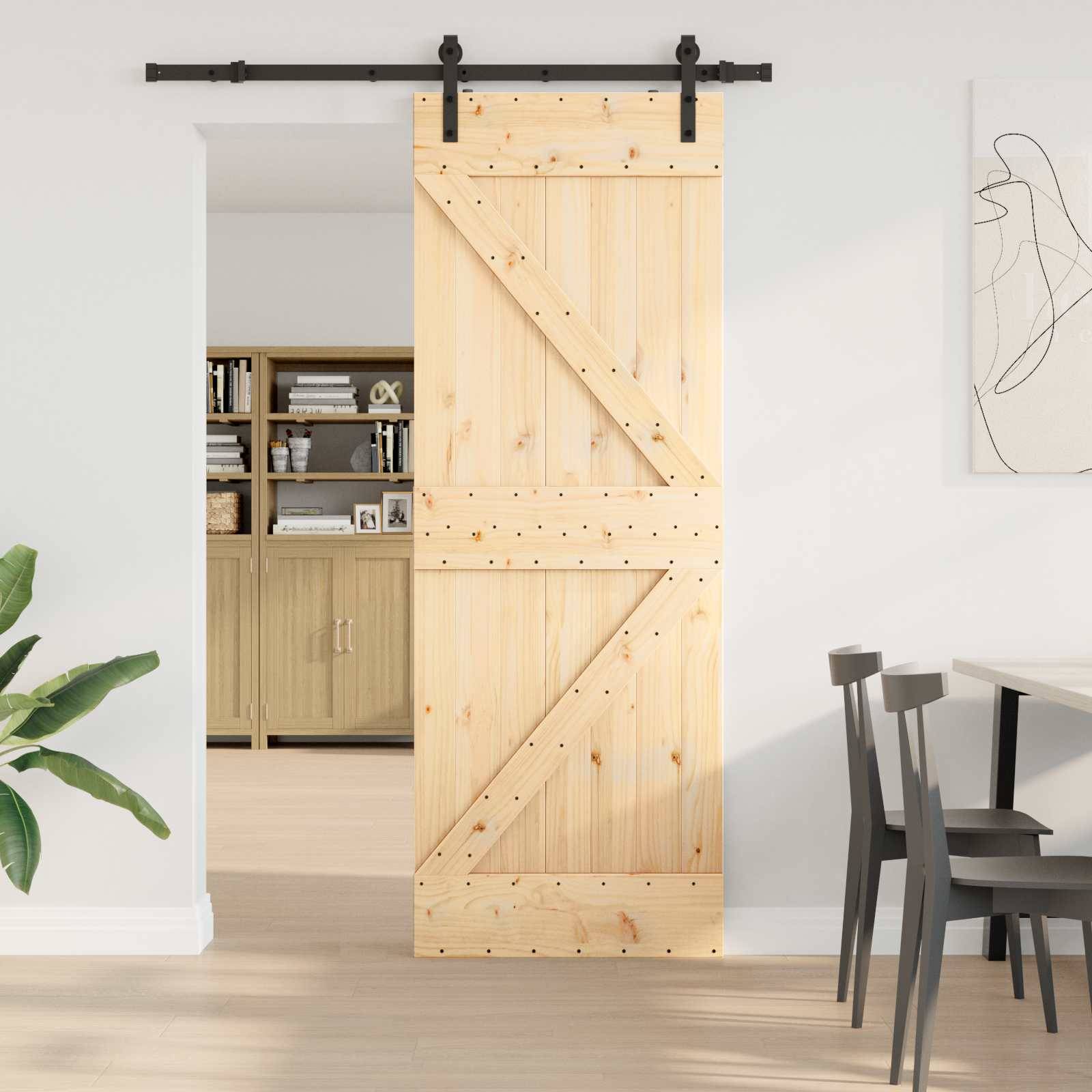 vidaXL Schiebetür NARVIK Natürlich und Schwarz 70 x 210 cm (152,5 cm)