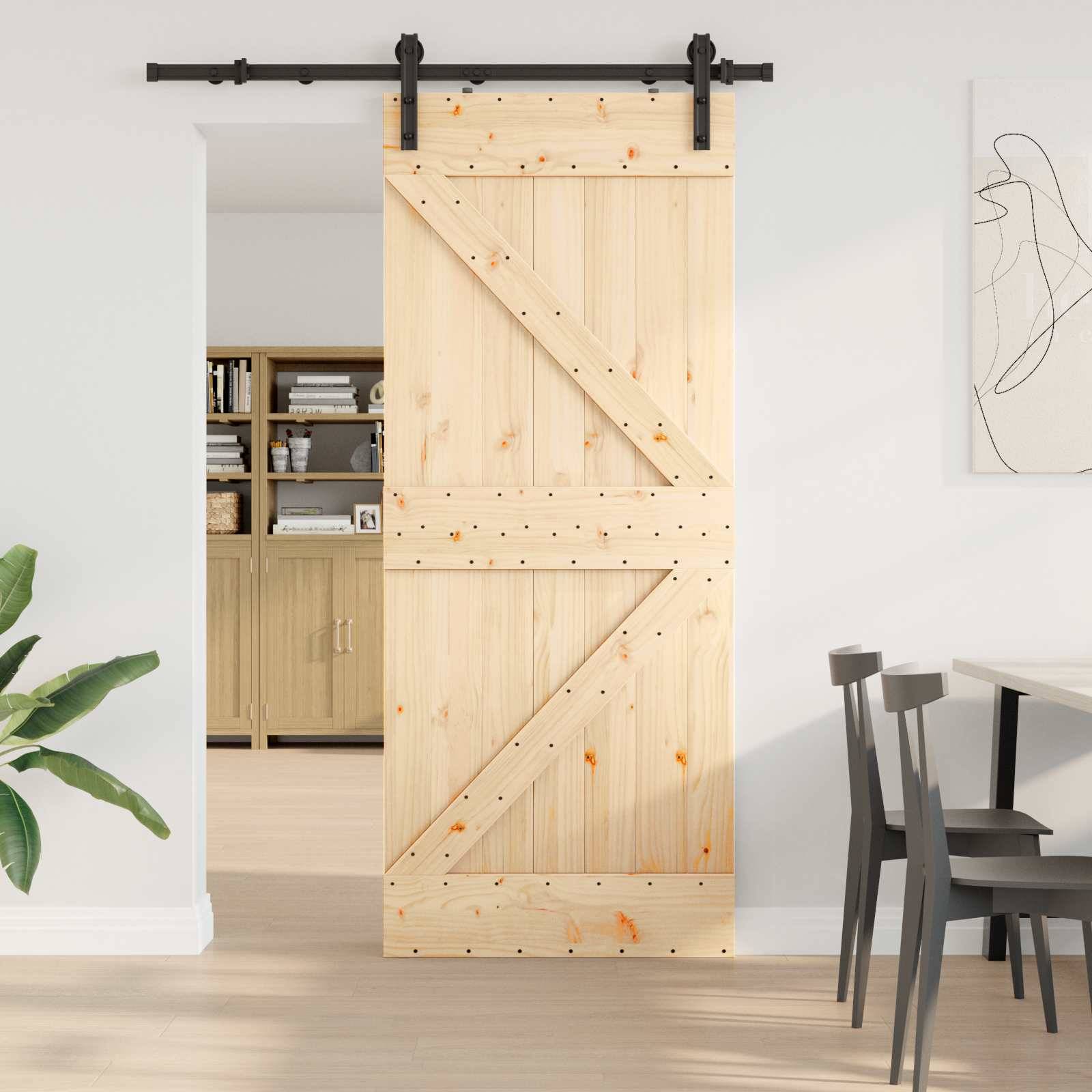 vidaXL Schiebetür NARVIK Natürlich und Schwarz 85 x 210 cm (152,5 cm)