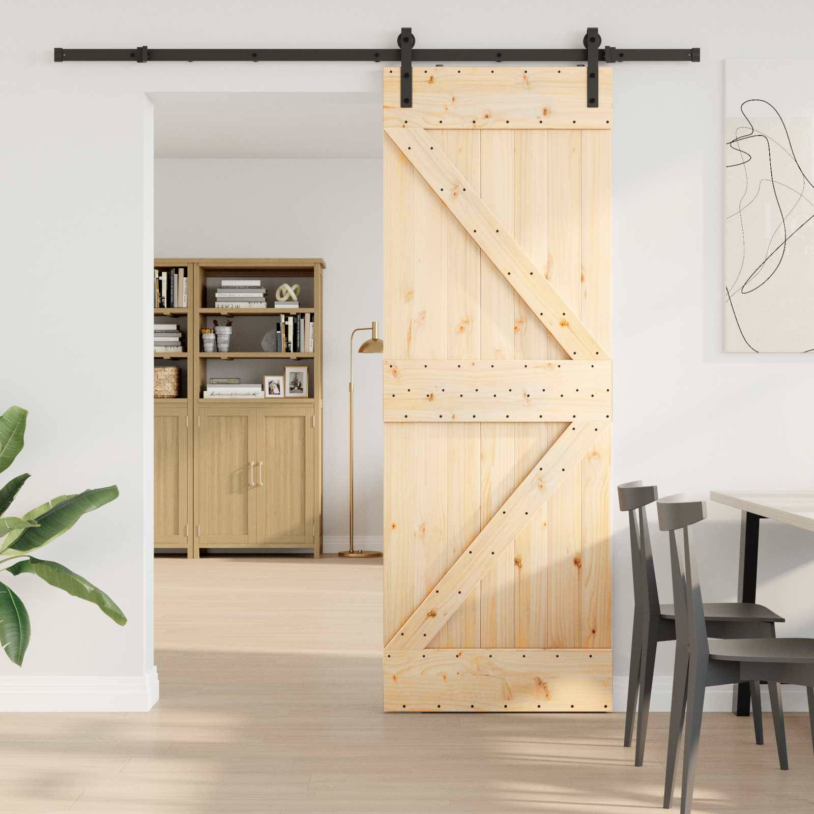vidaXL Schiebetür NARVIK Natürlich und Schwarz 70 x 210 cm (213,5 cm)