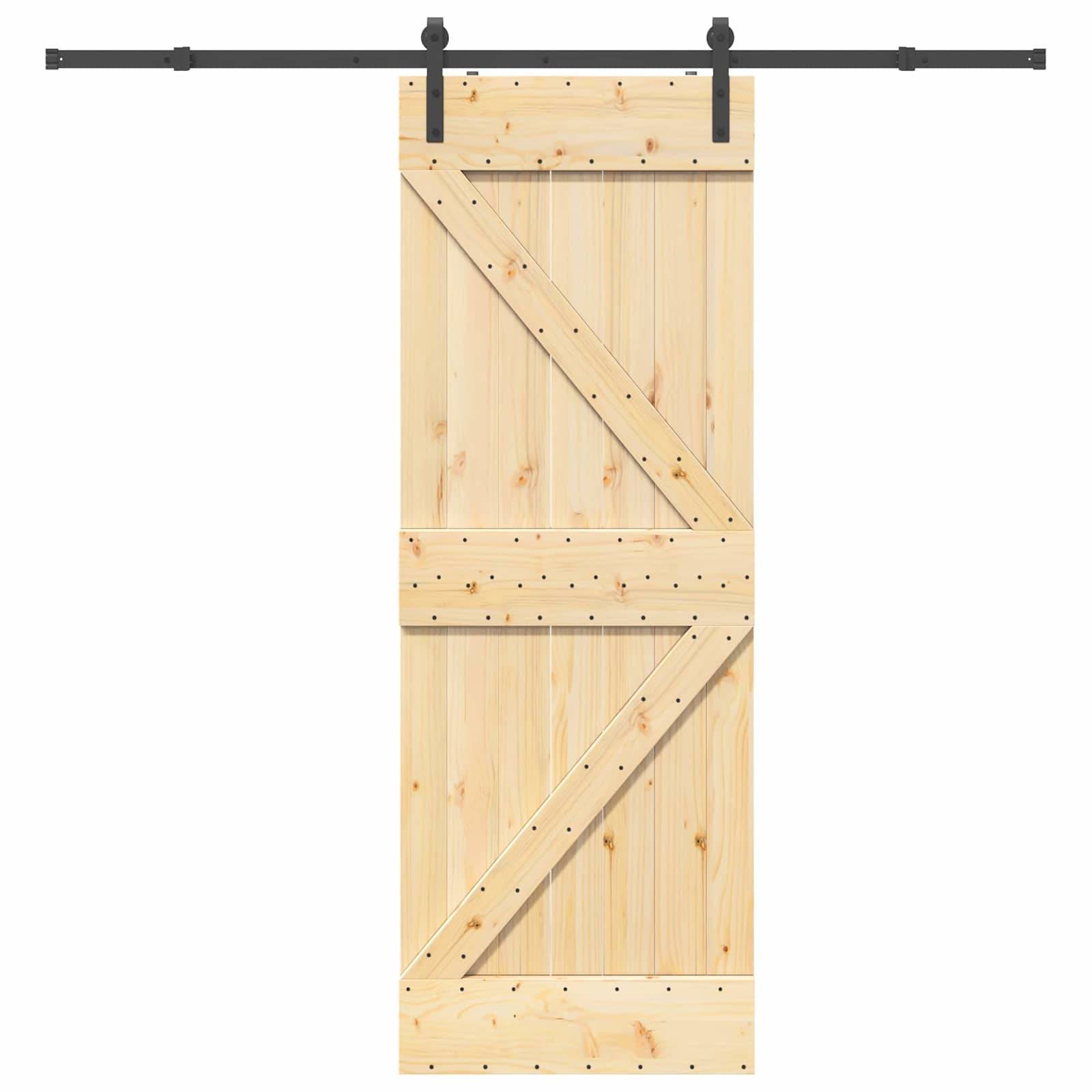 vidaXL Schiebetür NARVIK Natürlich und Schwarz 70 x 210 cm (213,5 cm)