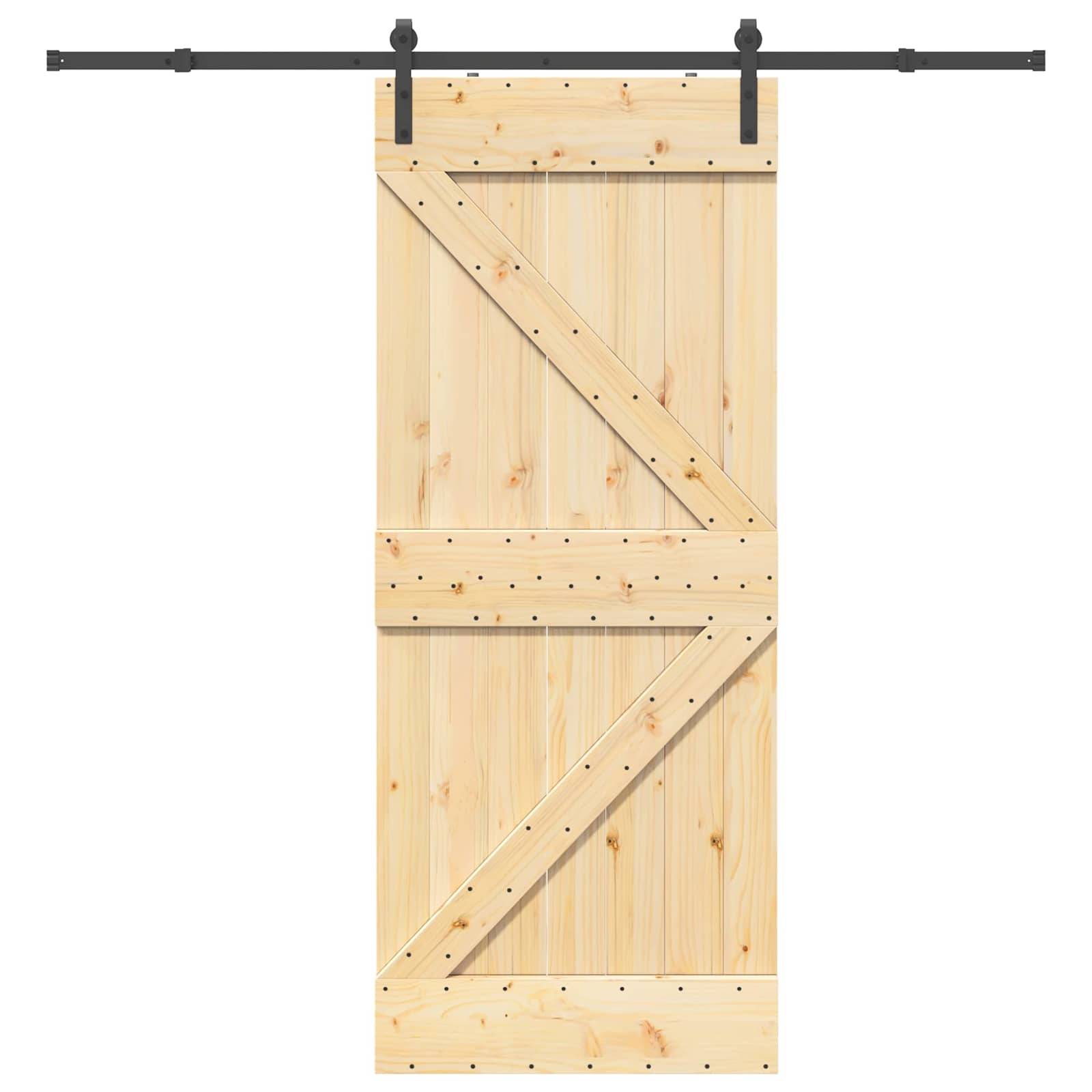 vidaXL Schiebetür NARVIK Natürlich und Schwarz 85 x 210 cm (213,5 cm)