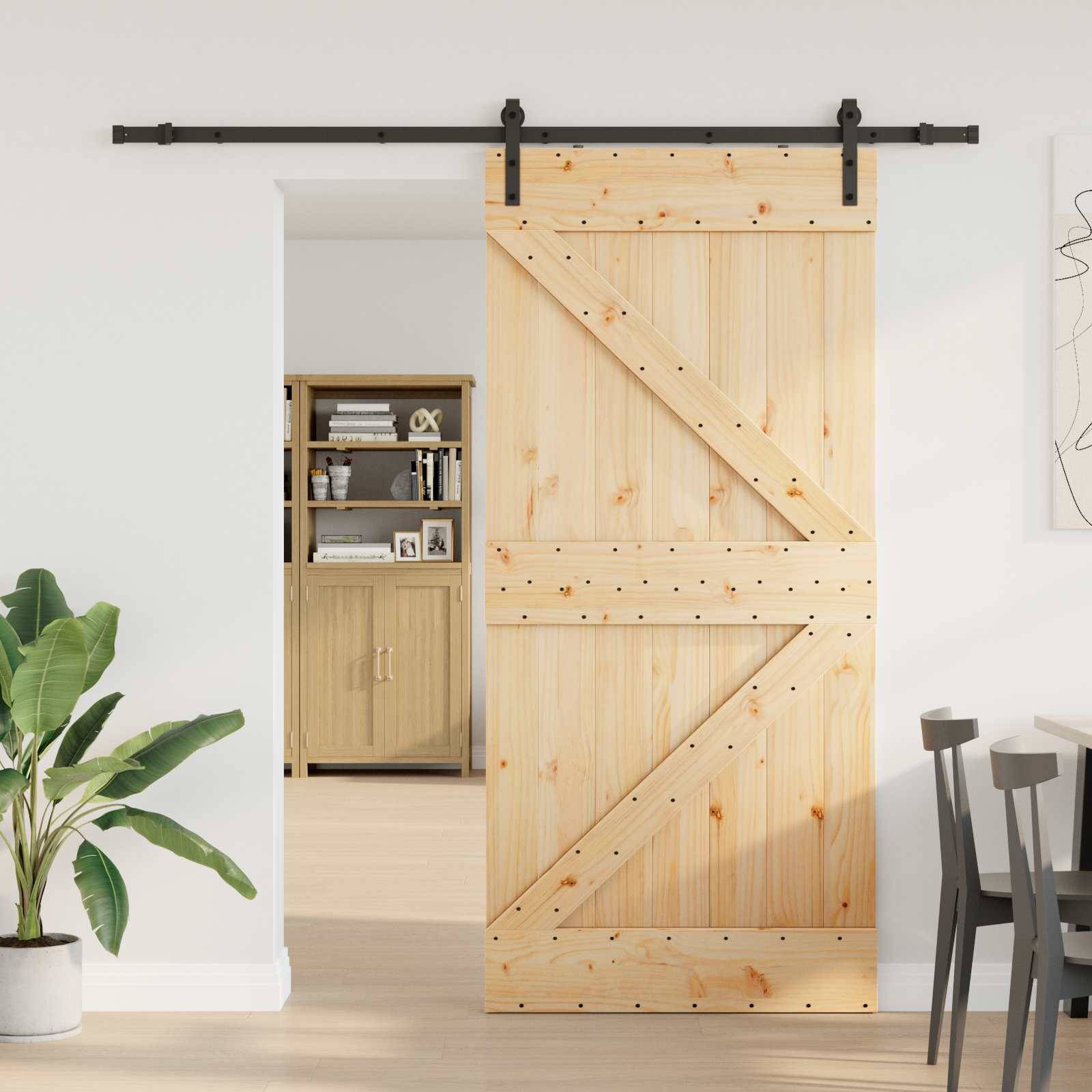 vidaXL Schiebetür NARVIK Natürlich und Schwarz 80 x 210 cm (213,5 cm)