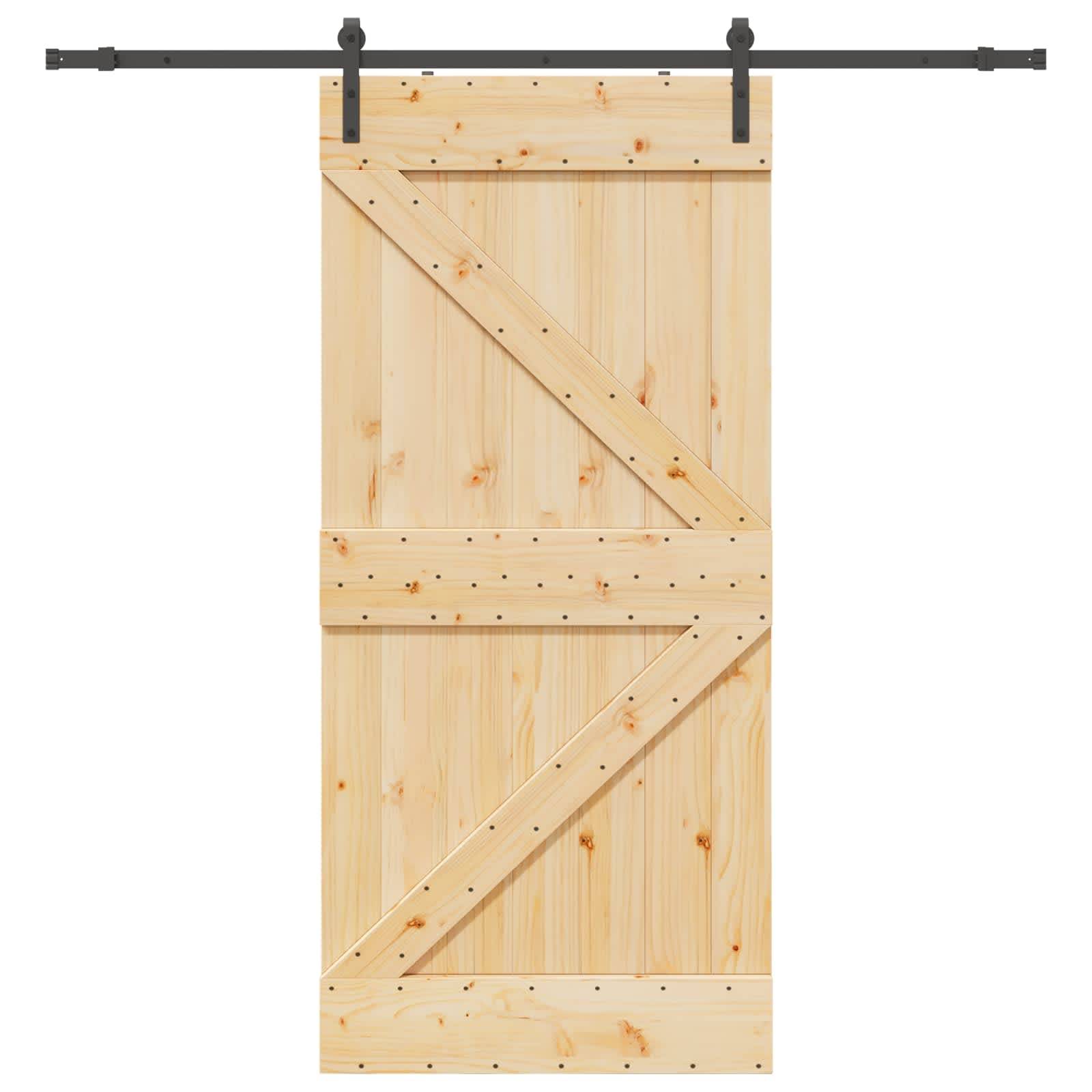 vidaXL Schiebetür NARVIK Natürlich und Schwarz 80 x 210 cm (213,5 cm)