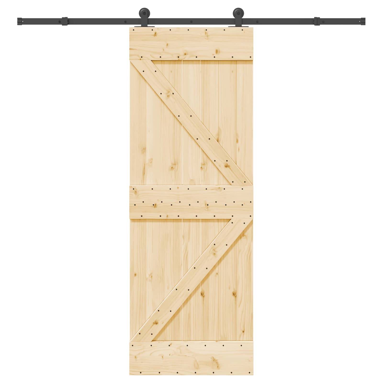 vidaXL Schiebetür NARVIK Natürlich und Schwarz 70 x 210 cm (213,5 cm)