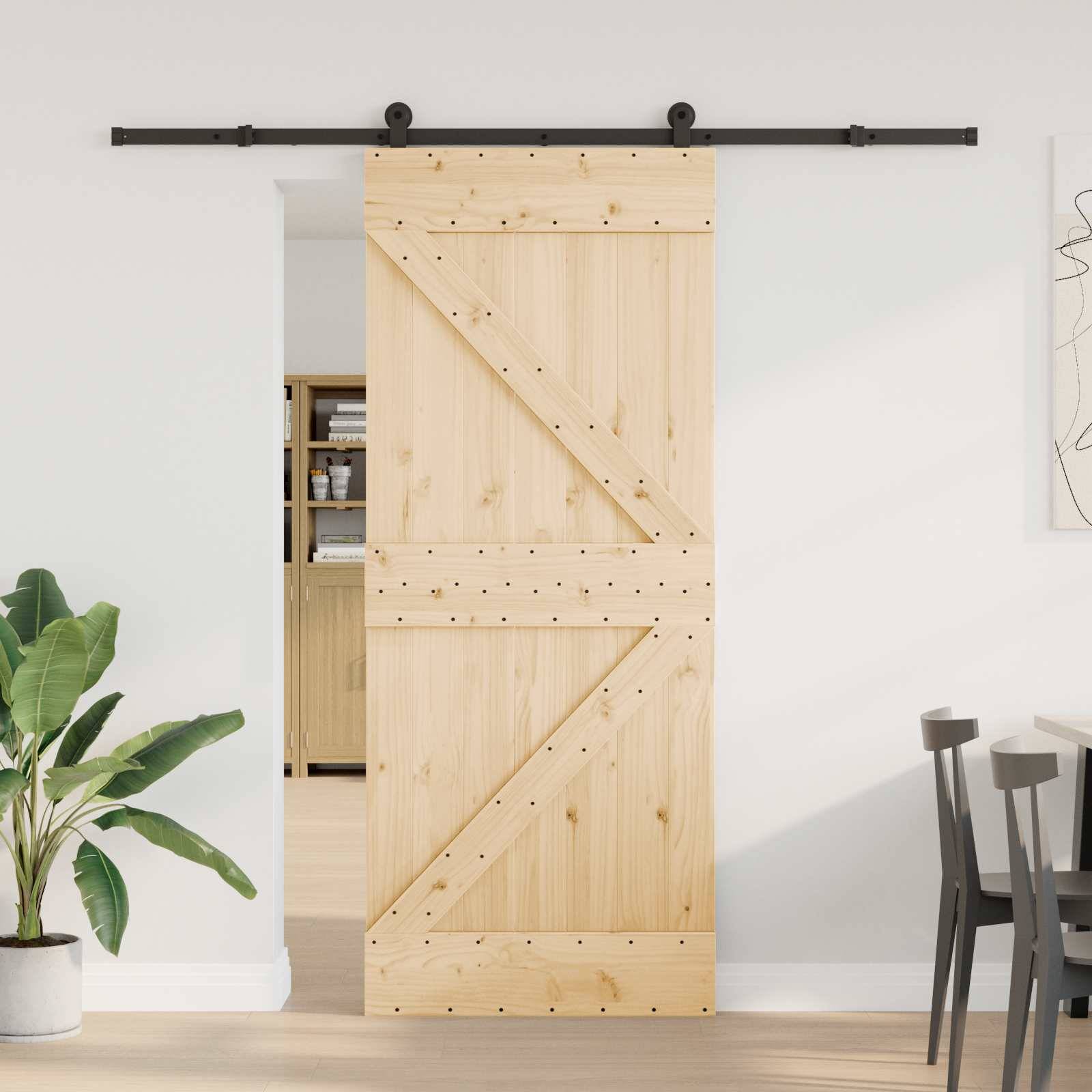 vidaXL Schiebetür NARVIK Natürlich und Schwarz 85 x 210 cm (213,5 cm)