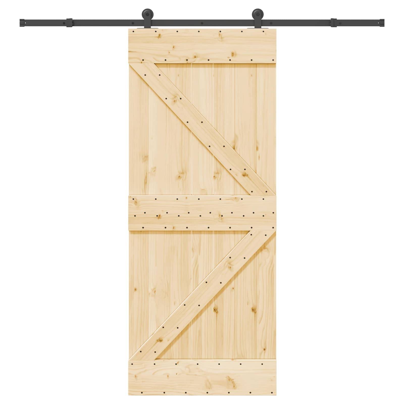 vidaXL Schiebetür NARVIK Natürlich und Schwarz 85 x 210 cm (213,5 cm)