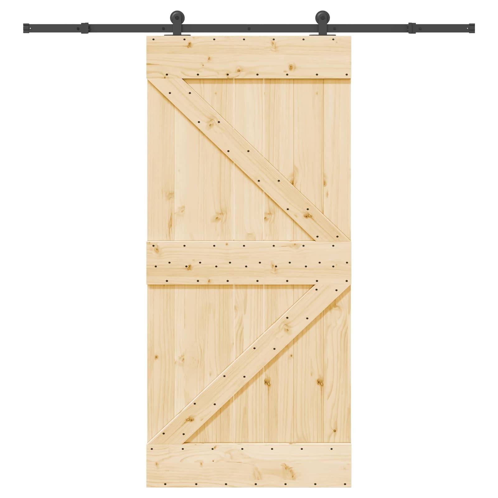vidaXL Schiebetür NARVIK Natürlich und Schwarz 95 x 210 cm (213,5 cm)