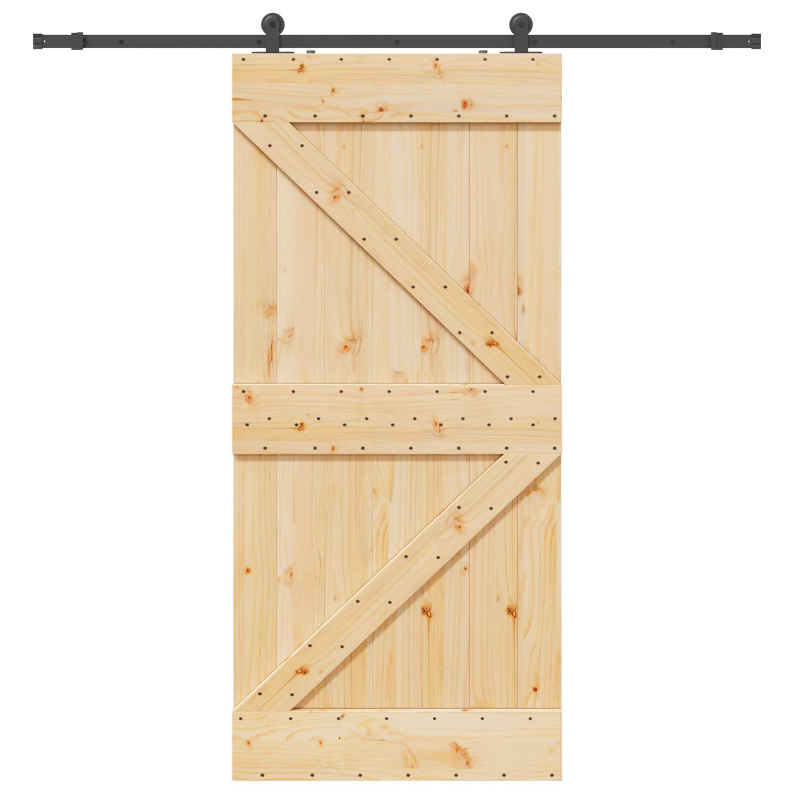 vidaXL Schiebetür NARVIK Natürlich und Schwarz 80 x 210 cm (213,5 cm)