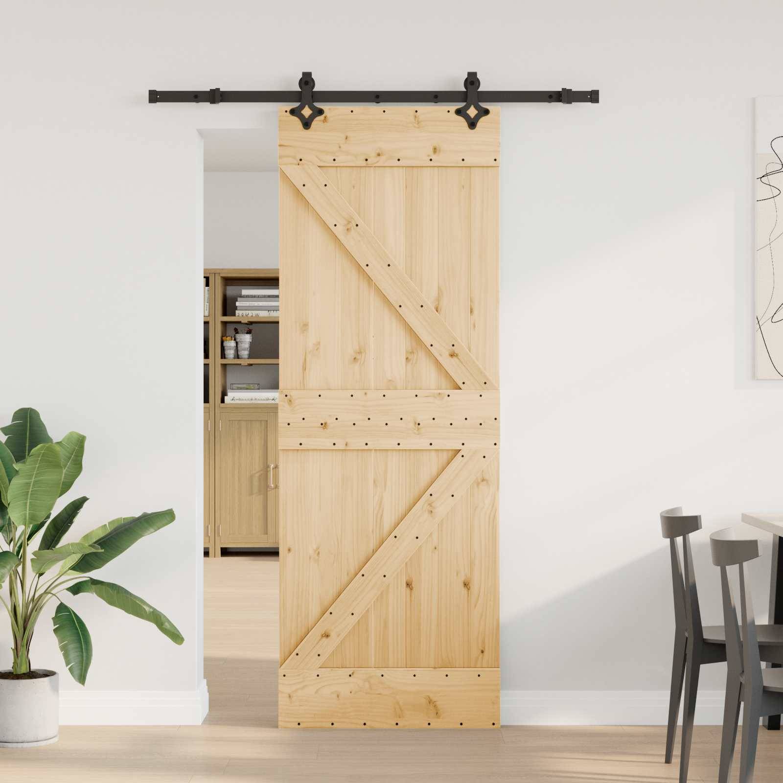 vidaXL Schiebetür NARVIK Natürlich und Schwarz 70 x 210 cm (152,5 cm)