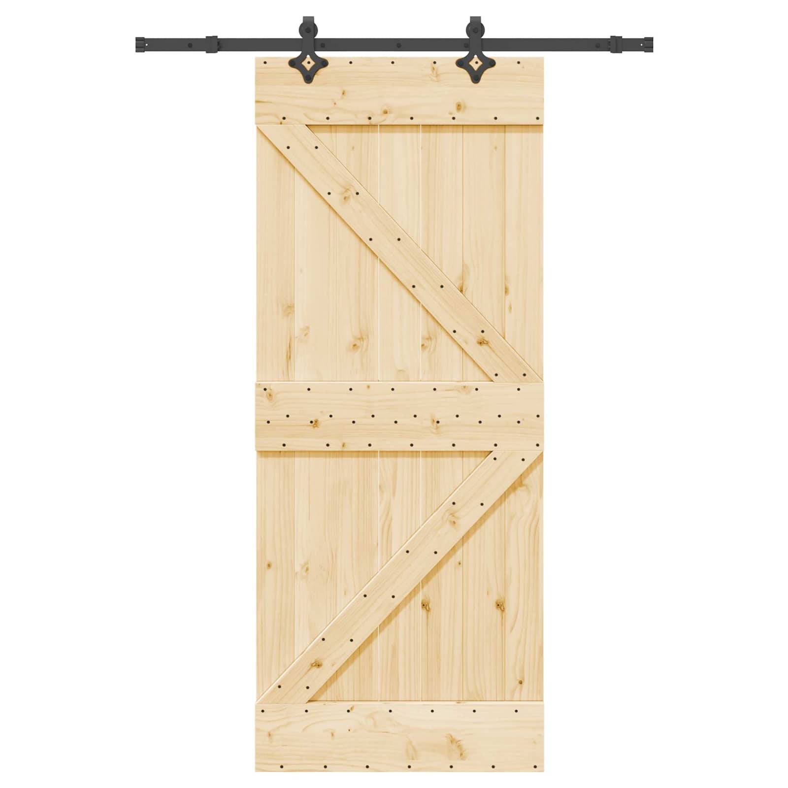 vidaXL Schiebetür NARVIK Natürlich und Schwarz 85 x 210 cm (152,5 cm)
