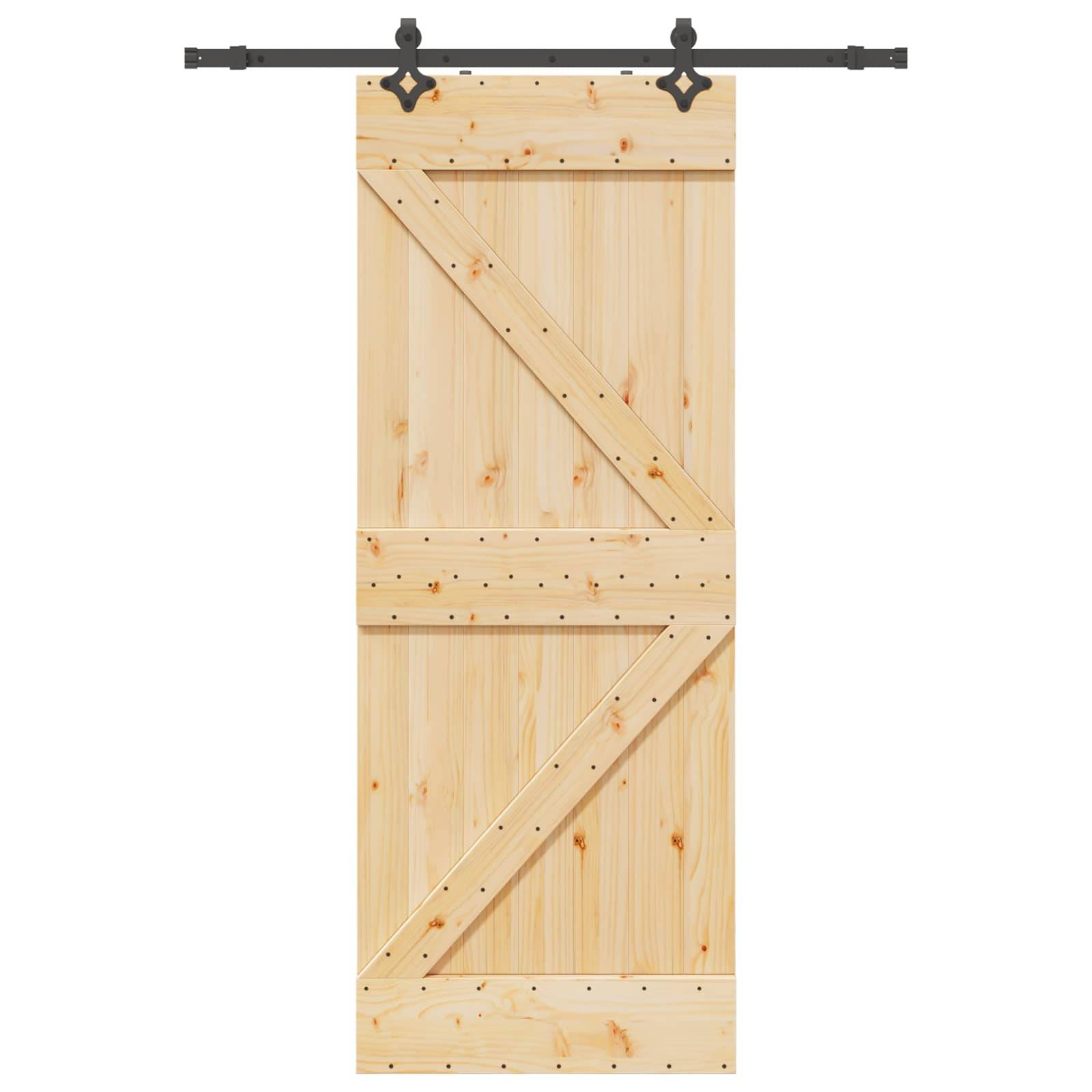 vidaXL Schiebetür NARVIK Natürlich und Schwarz 80 x 210 cm (152,5 cm)