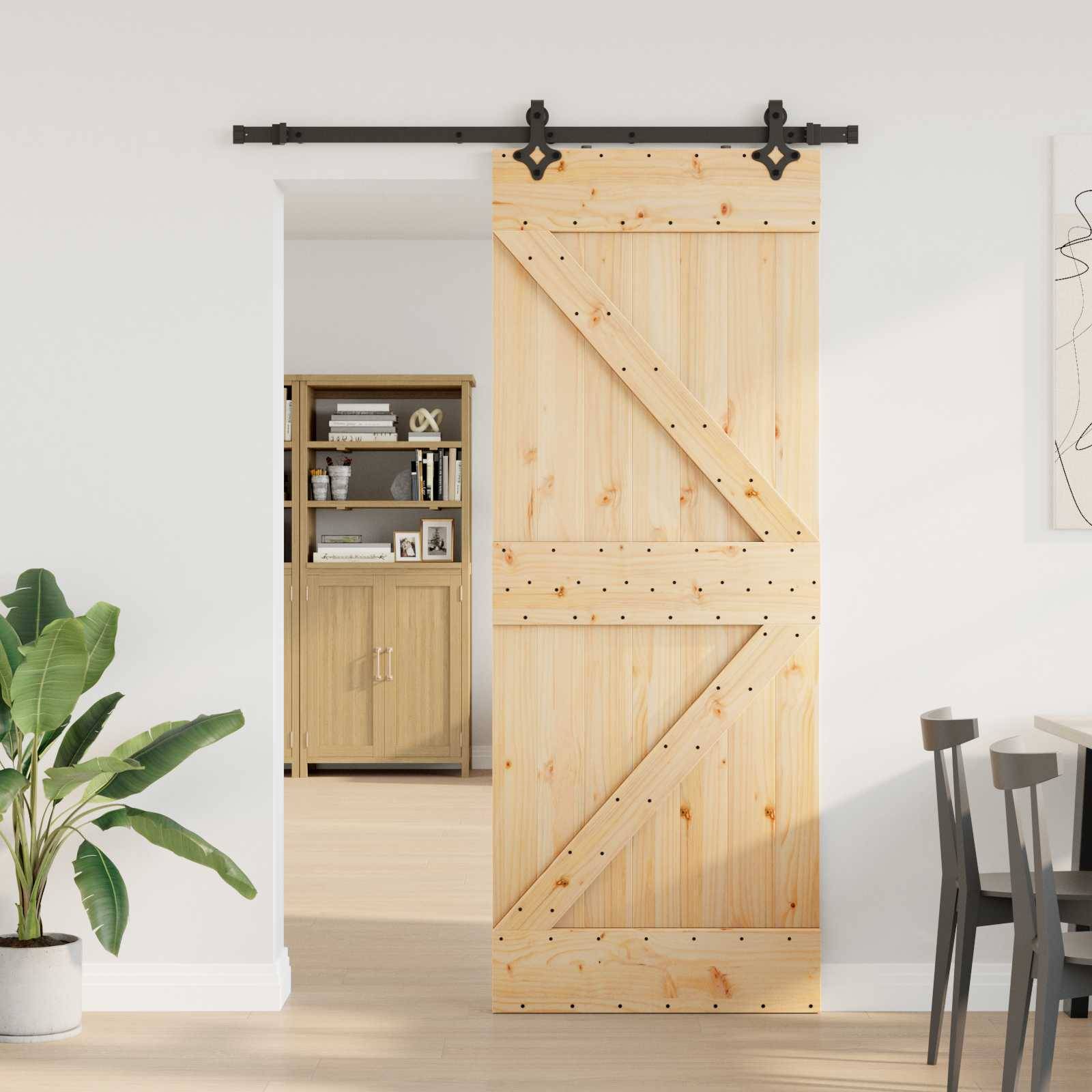 vidaXL Schiebetür NARVIK Natürlich und Schwarz 80 x 210 cm (152,5 cm)
