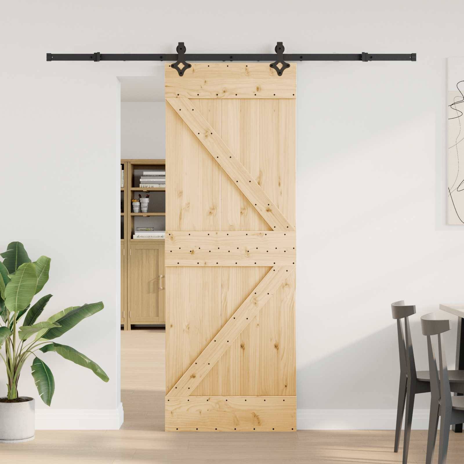 vidaXL Schiebetür NARVIK Natürlich und Schwarz 70 x 210 cm (213,5 cm)