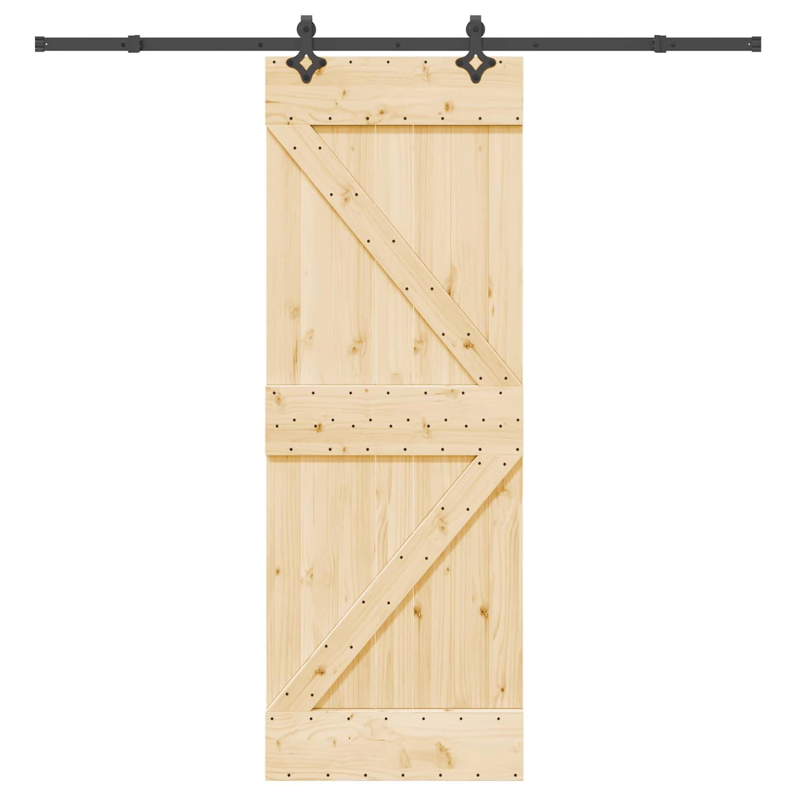 vidaXL Schiebetür NARVIK Natürlich und Schwarz 70 x 210 cm (213,5 cm)