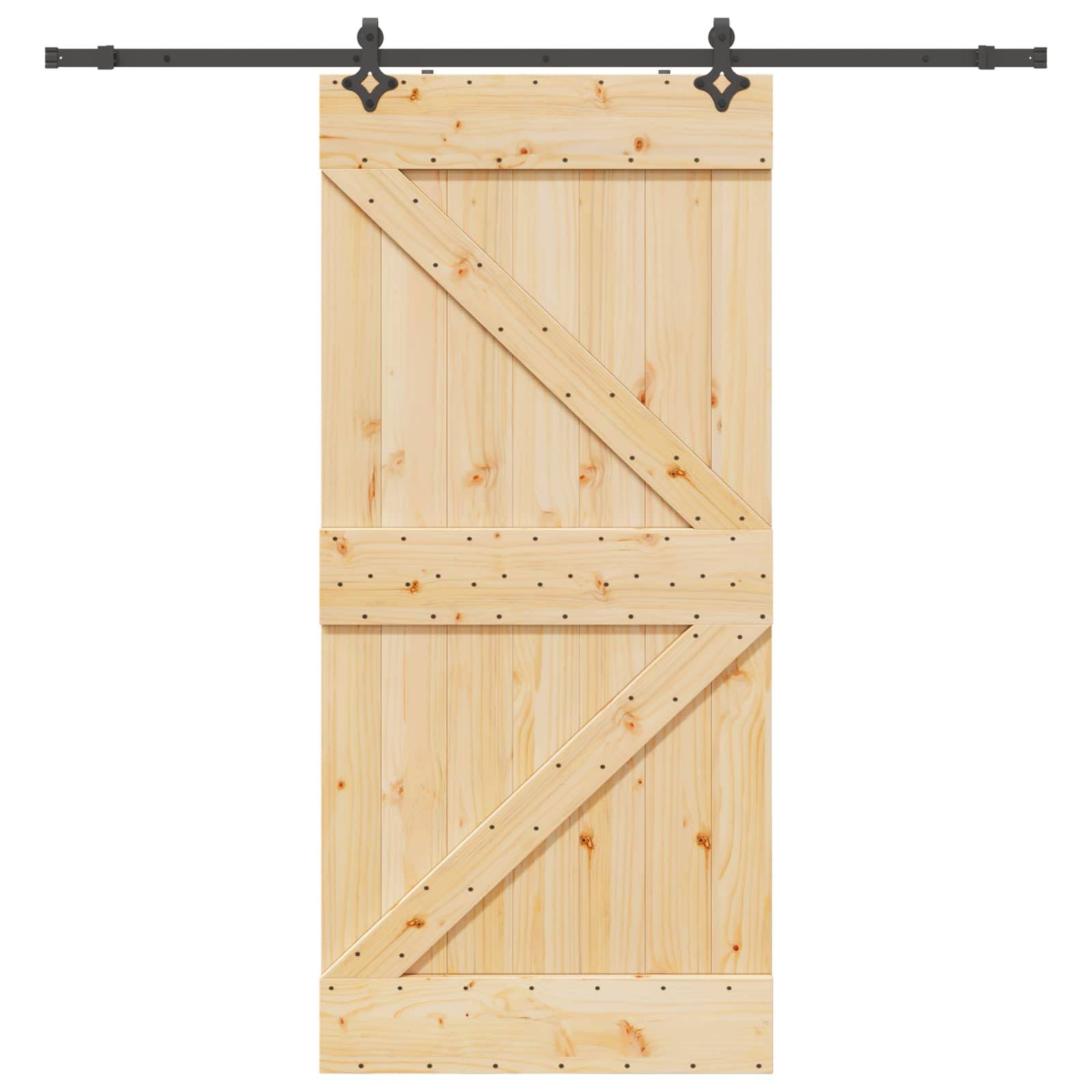 vidaXL Schiebetür NARVIK Natürlich und Schwarz 80 x 210 cm (213,5 cm)