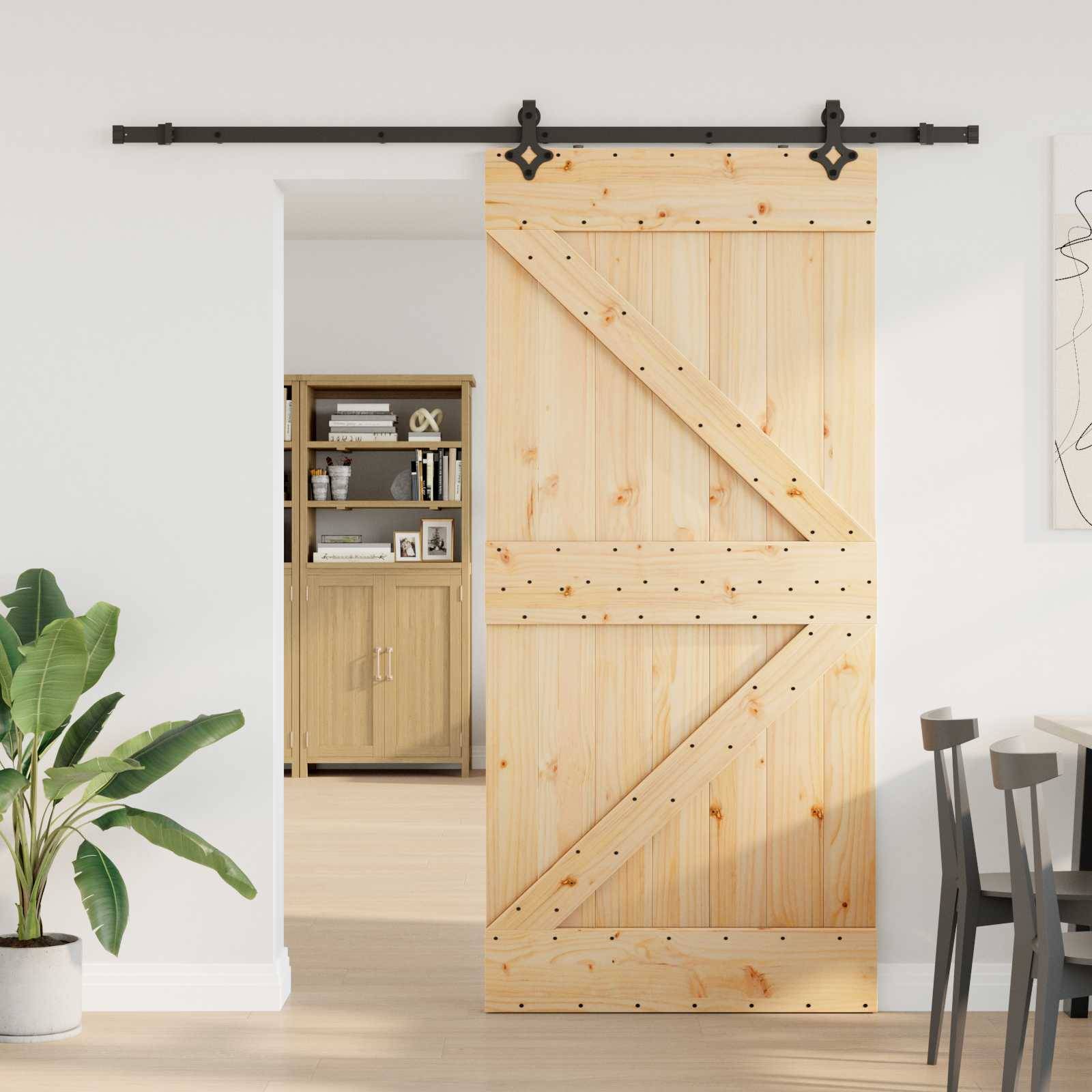 vidaXL Schiebetür NARVIK Natürlich und Schwarz 80 x 210 cm (213,5 cm)