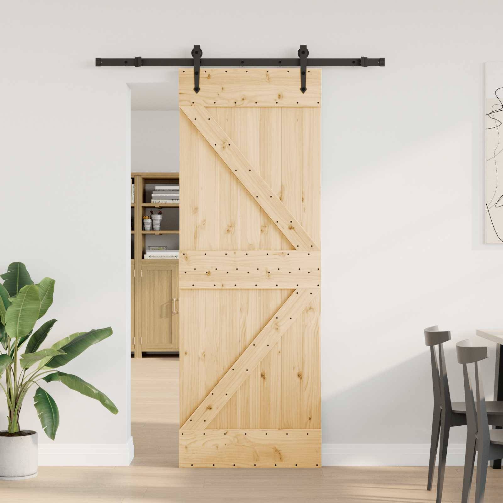 vidaXL Schiebetür NARVIK Natürlich und Schwarz 70 x 210 cm (152,5 cm)