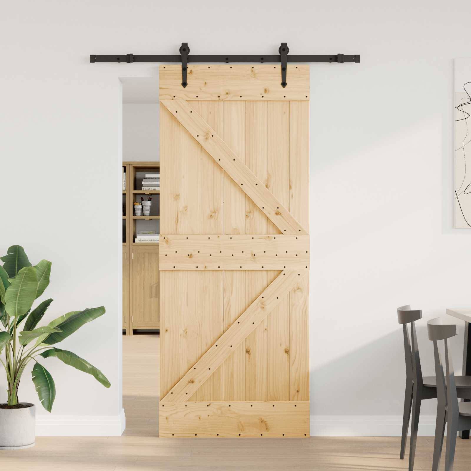vidaXL Schiebetür NARVIK Natürlich und Schwarz 85 x 210 cm (152,5 cm)