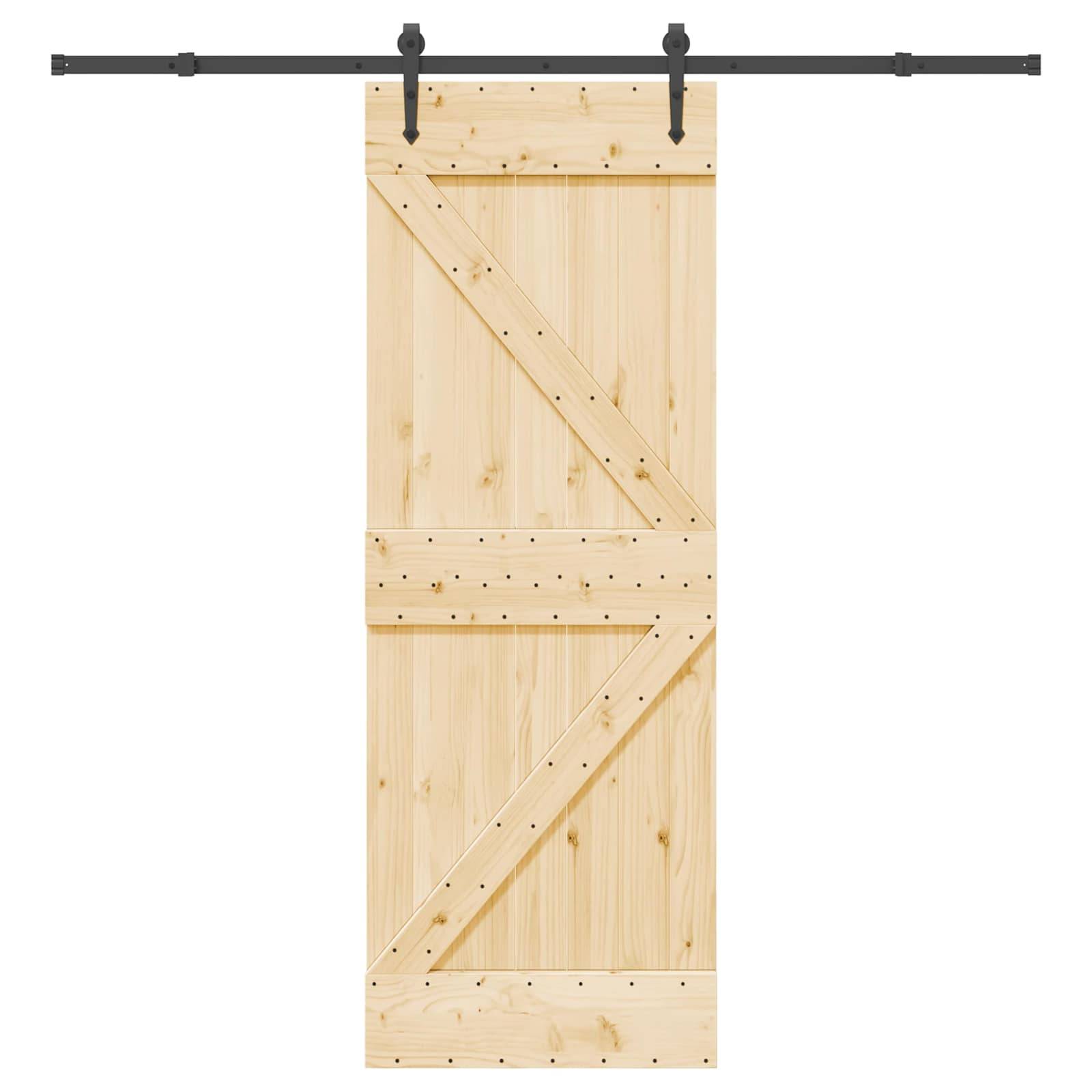 vidaXL Schiebetür NARVIK Natürlich und Schwarz 70 x 210 cm (213,5 cm)