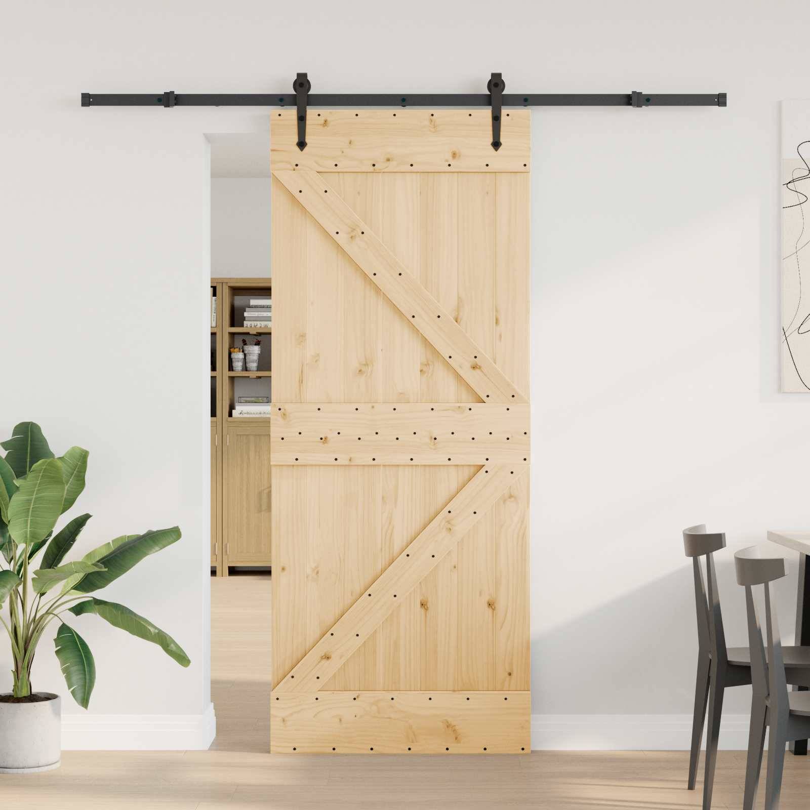 vidaXL Schiebetür NARVIK Natürlich und Schwarz 85 x 210 cm (213,5 cm)