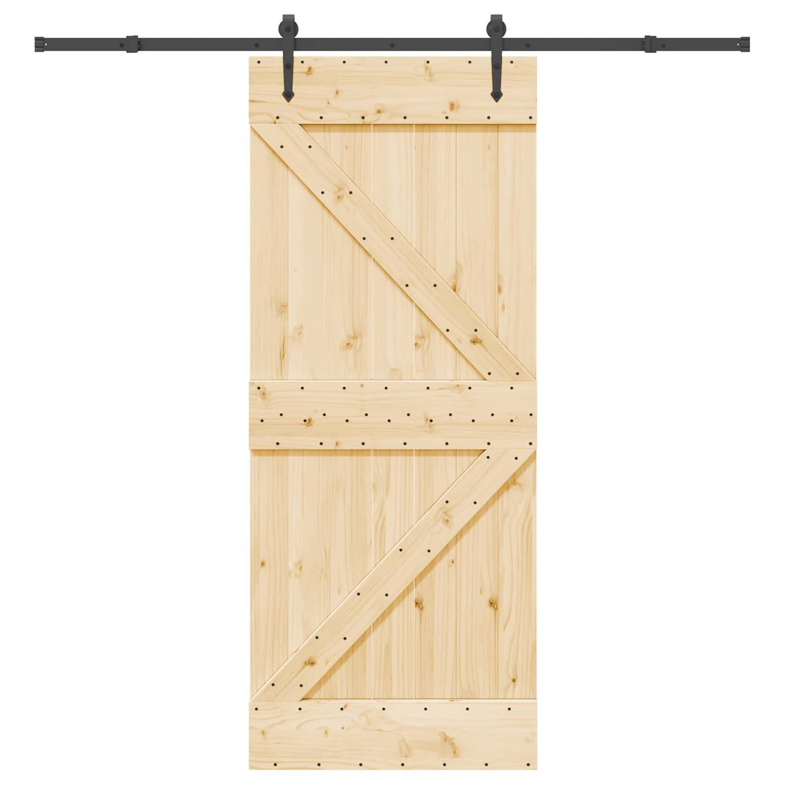 vidaXL Schiebetür NARVIK Natürlich und Schwarz 85 x 210 cm (213,5 cm)